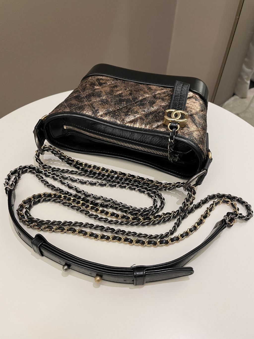 Chanel Gabrielle Hobo Bronze Metallic Calfskin