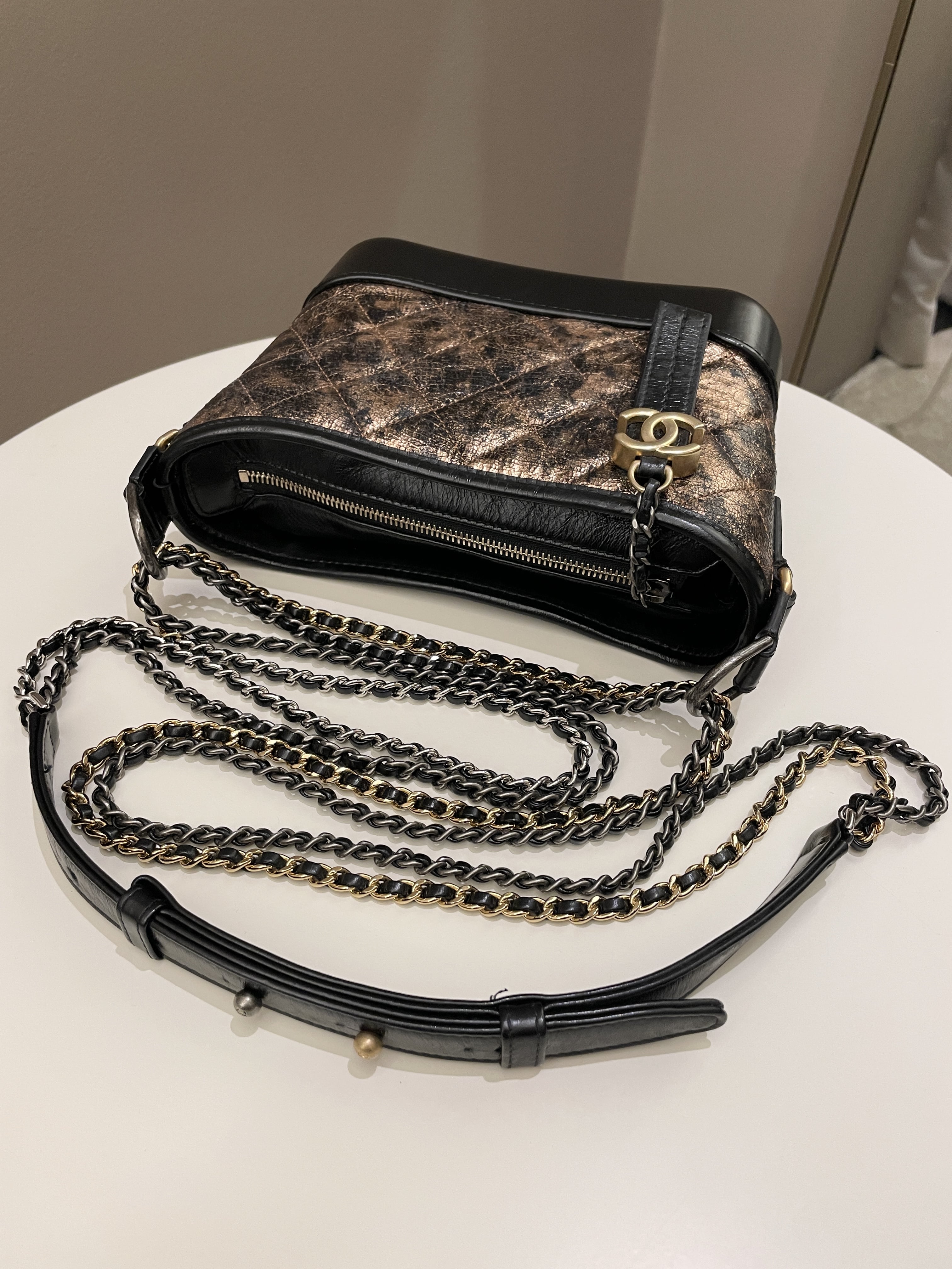 Chanel Gabrielle Hobo Bronze Metallic Calfskin