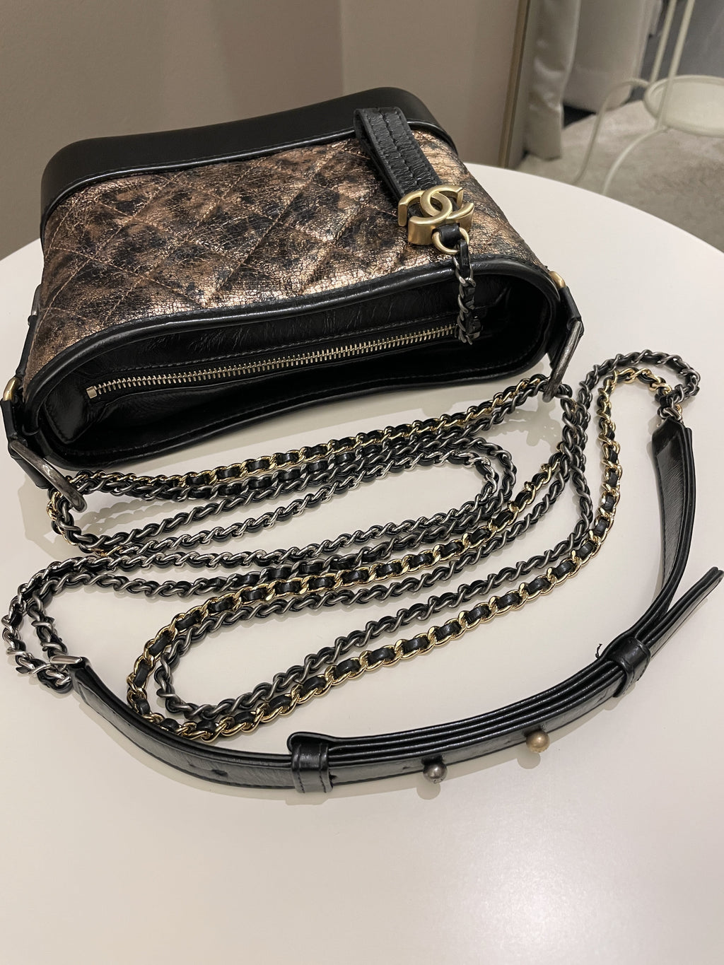 Chanel Gabrielle Hobo Bronze Metallic Calfskin