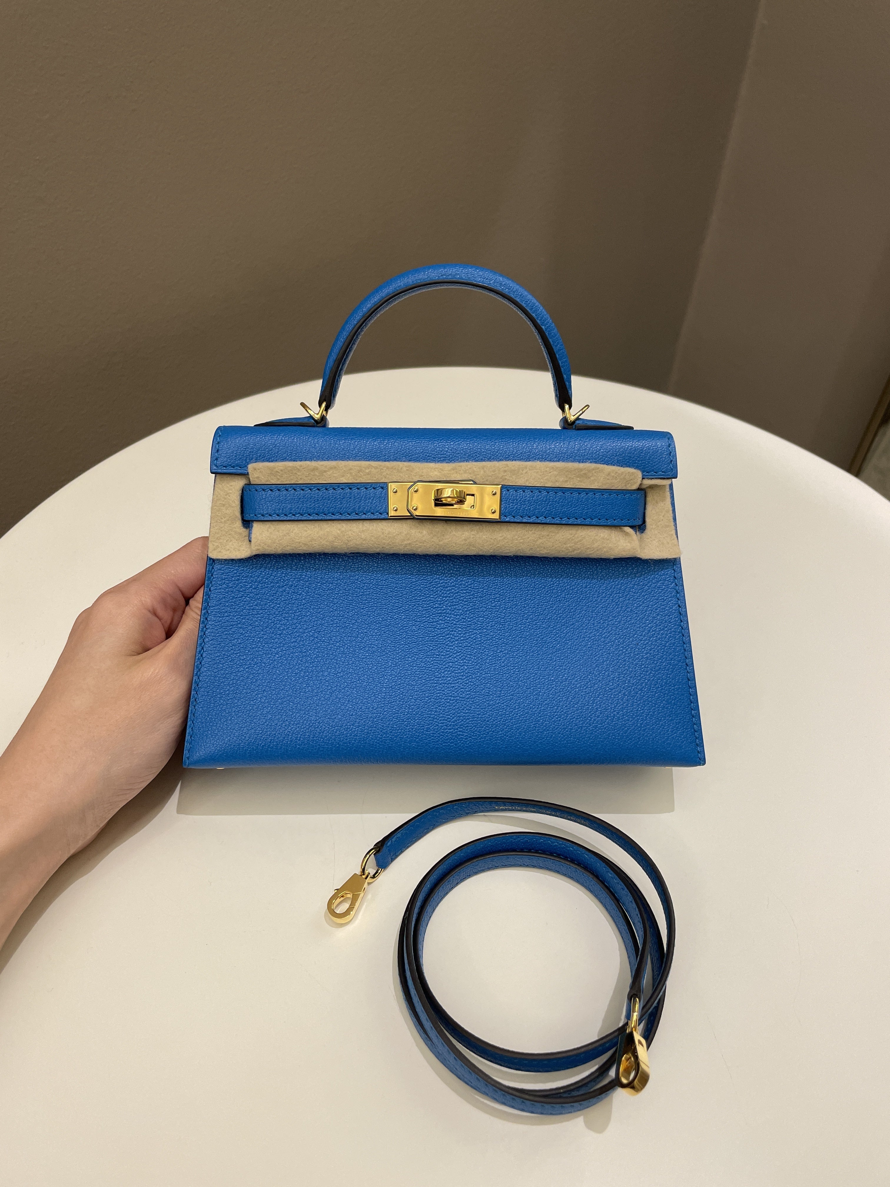 Hermes Mini Kelly 20 Bleu Hydra ChÃƒÆ’Ã‚Â¨vre