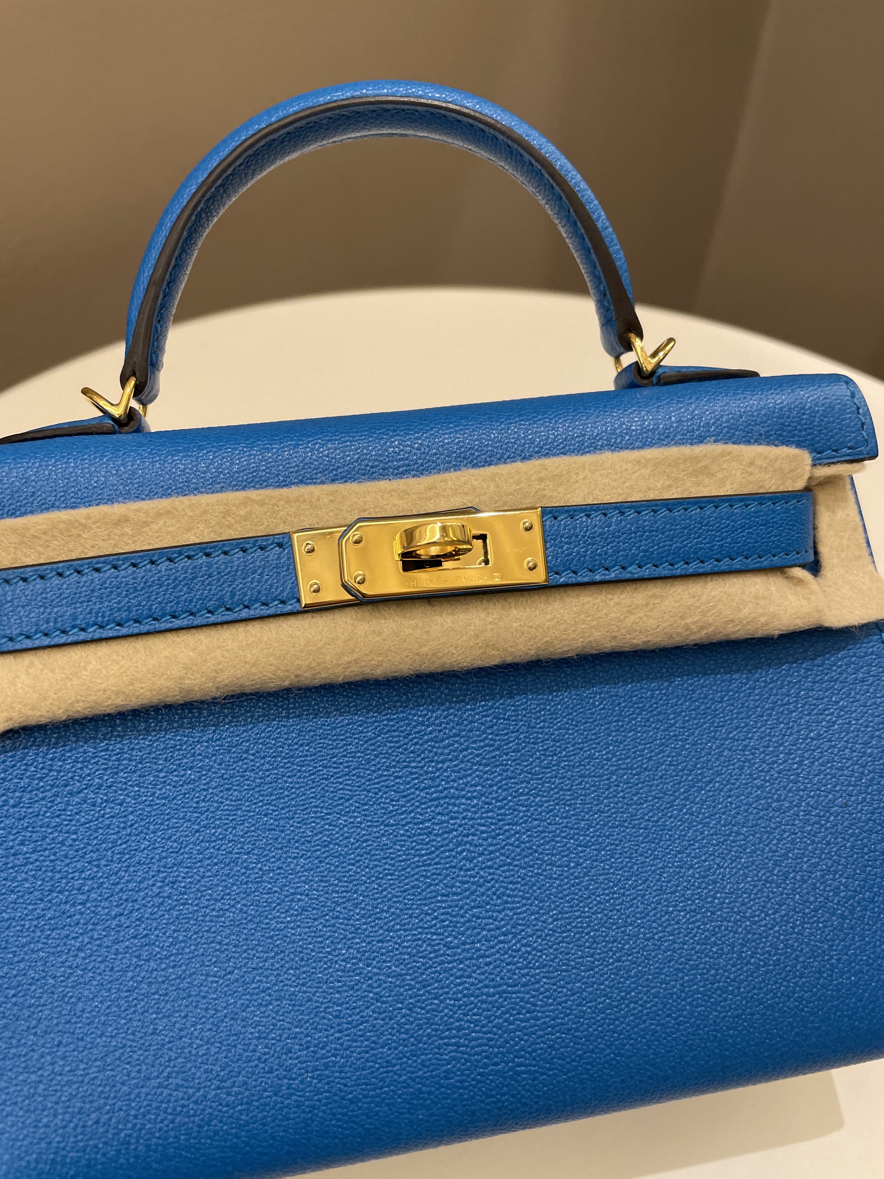 Hermes Mini Kelly 20 Bleu Hydra ChÃƒÆ’Ã‚Â¨vre