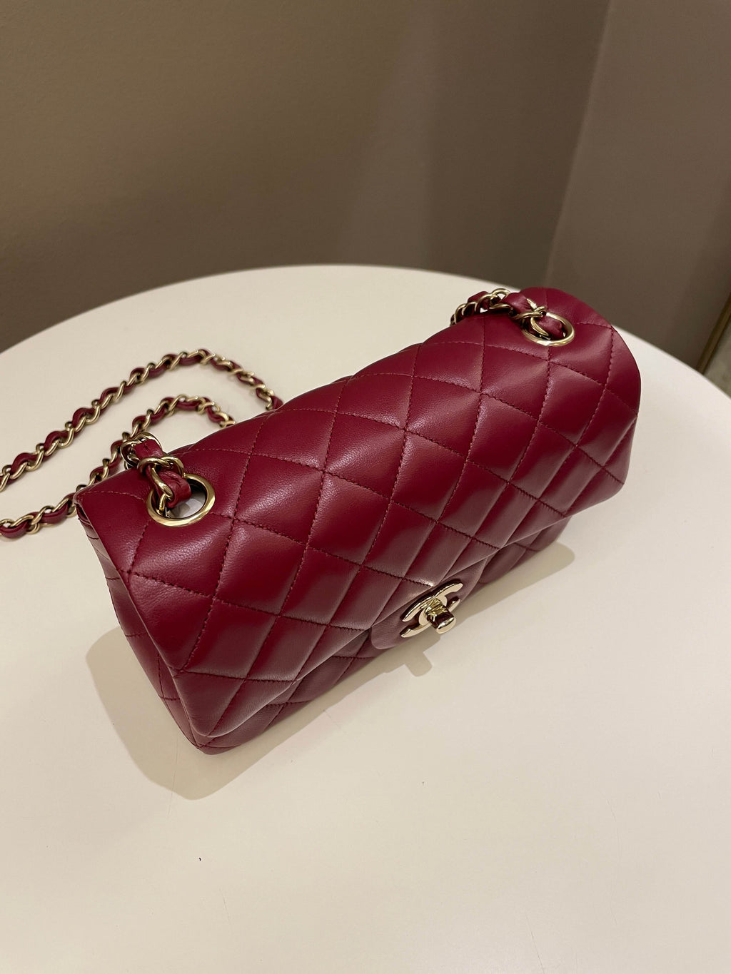 Chanel 22A Quilted Mini Rectangular Burgundy Lambskin
