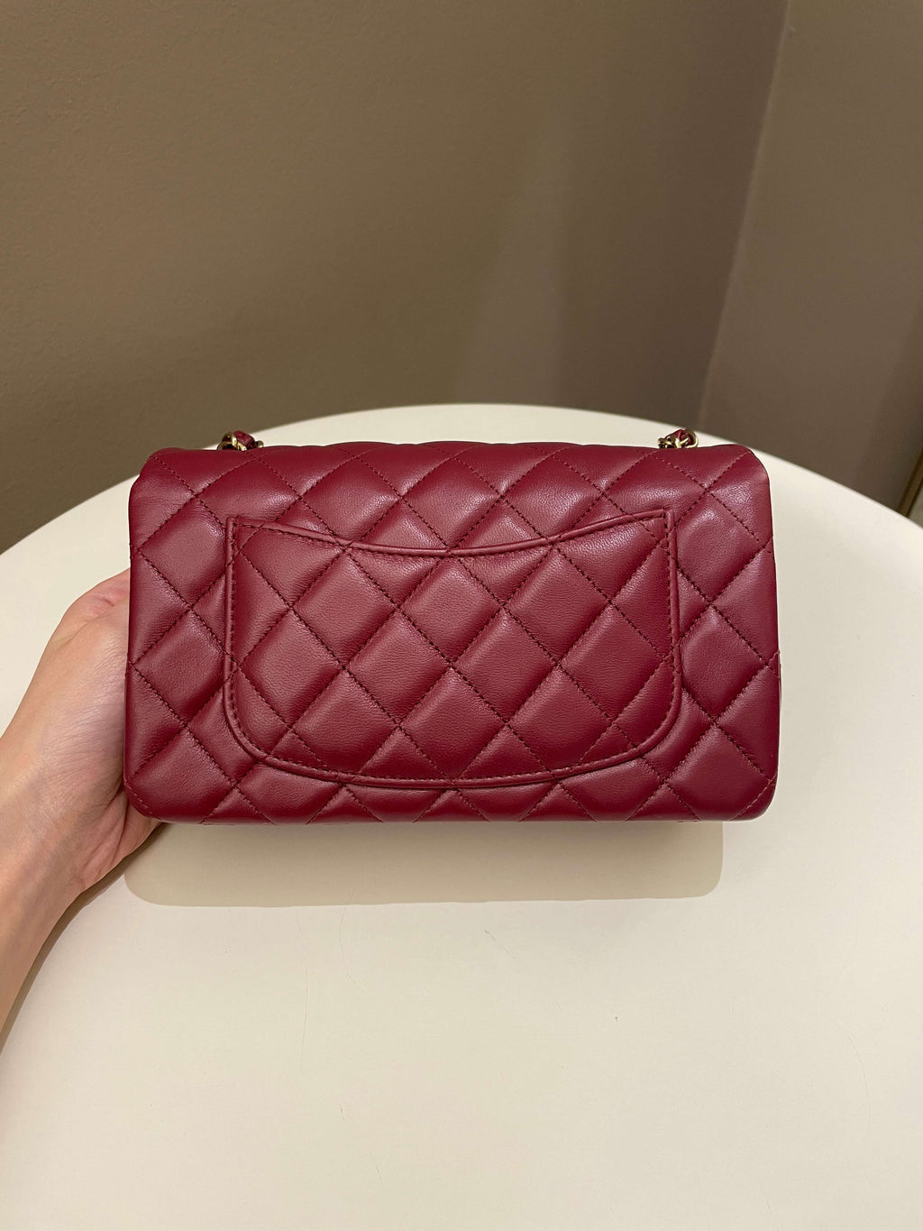 Chanel 22A Quilted Mini Rectangular Burgundy Lambskin