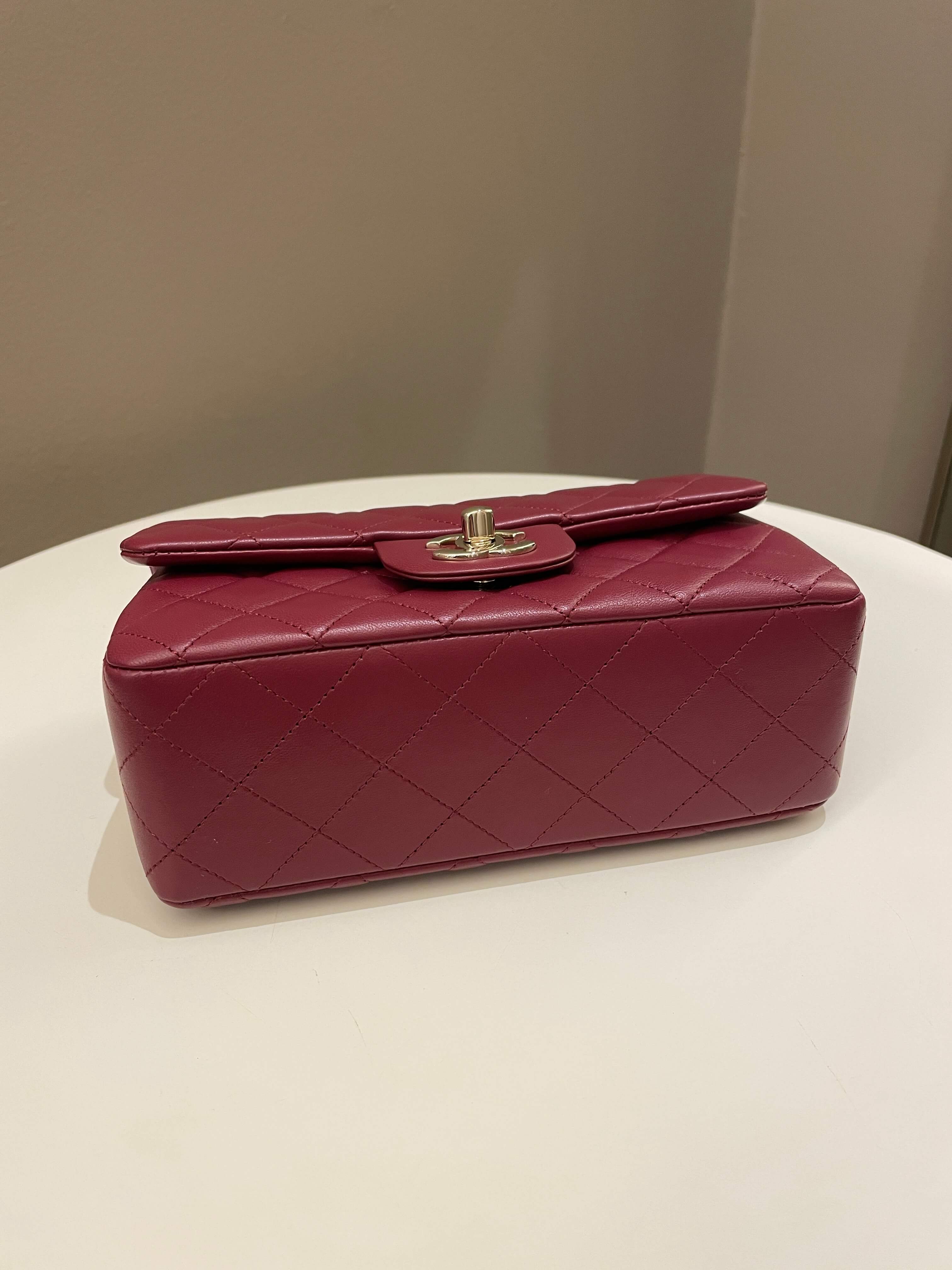 Chanel 22A Quilted Mini Rectangular Burgundy Lambskin