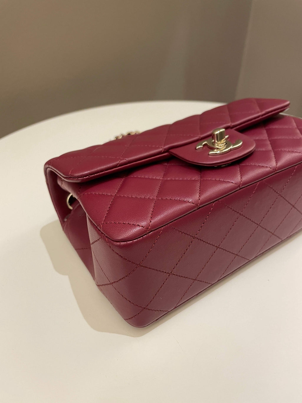 Chanel 22A Quilted Mini Rectangular Burgundy Lambskin