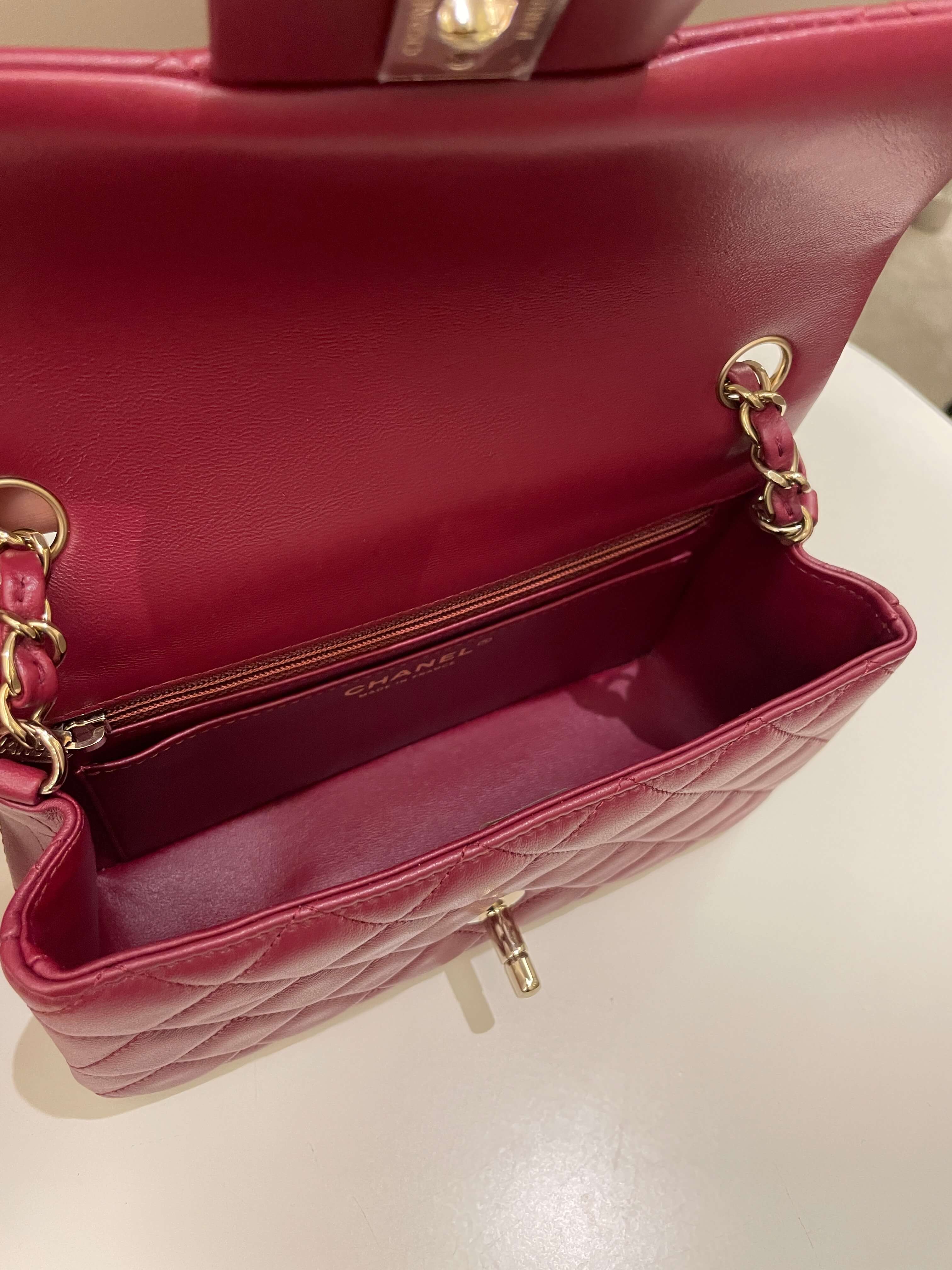 Chanel 22A Quilted Mini Rectangular Burgundy Lambskin