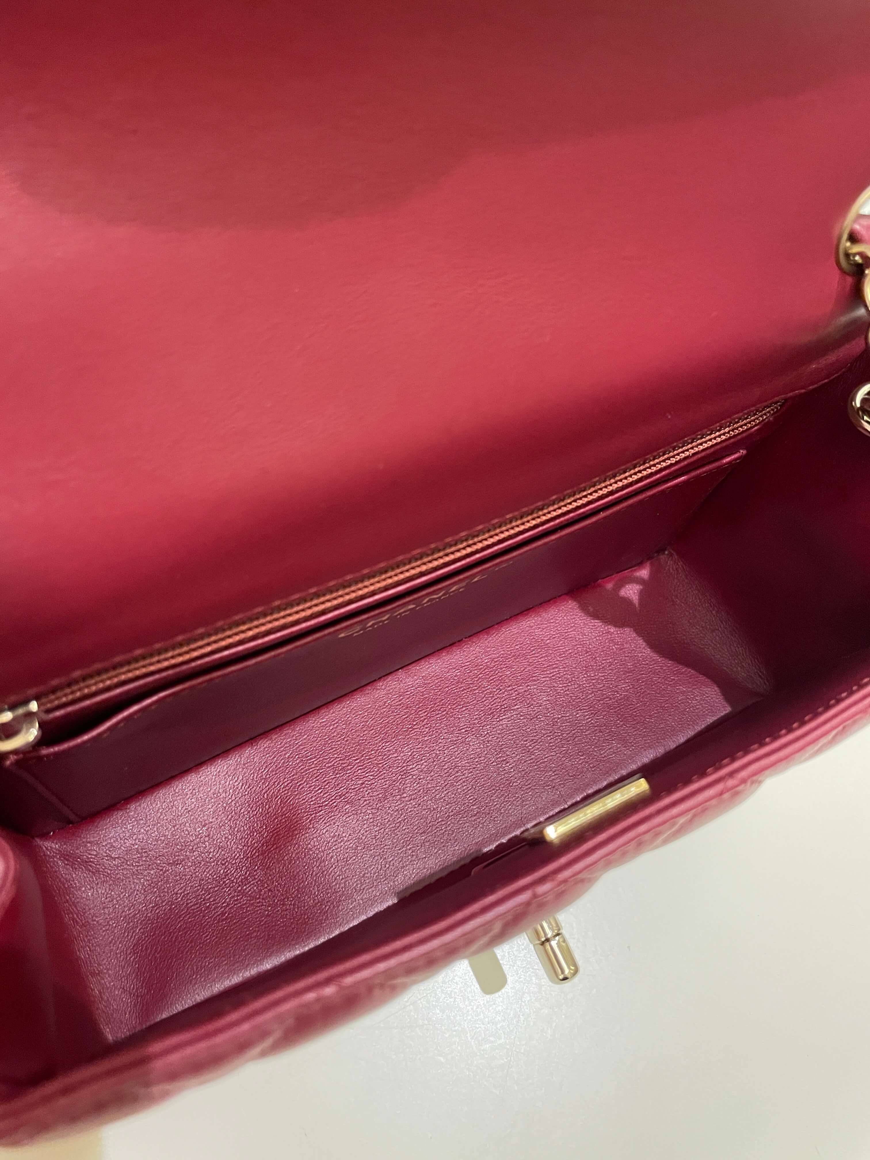 Chanel 22A Quilted Mini Rectangular Burgundy Lambskin