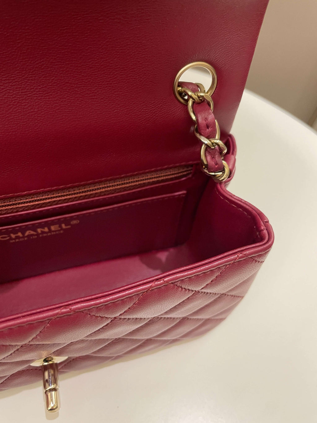 Chanel 22A Quilted Mini Rectangular Burgundy Lambskin