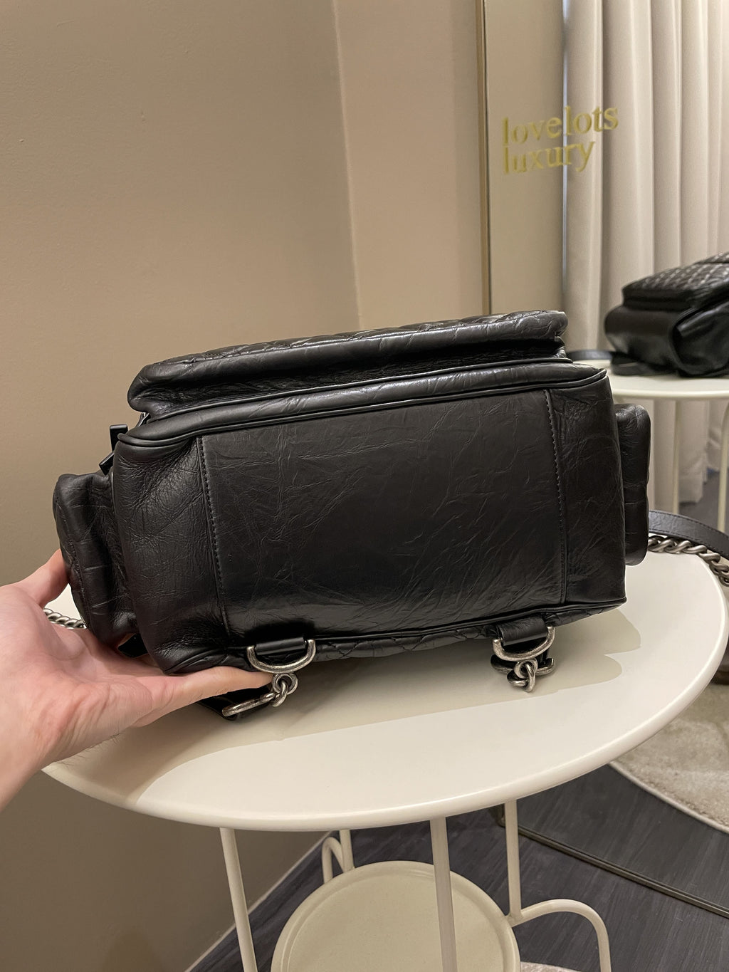 Chanel Quilted Casual Rock Backpack Black Aged Calf