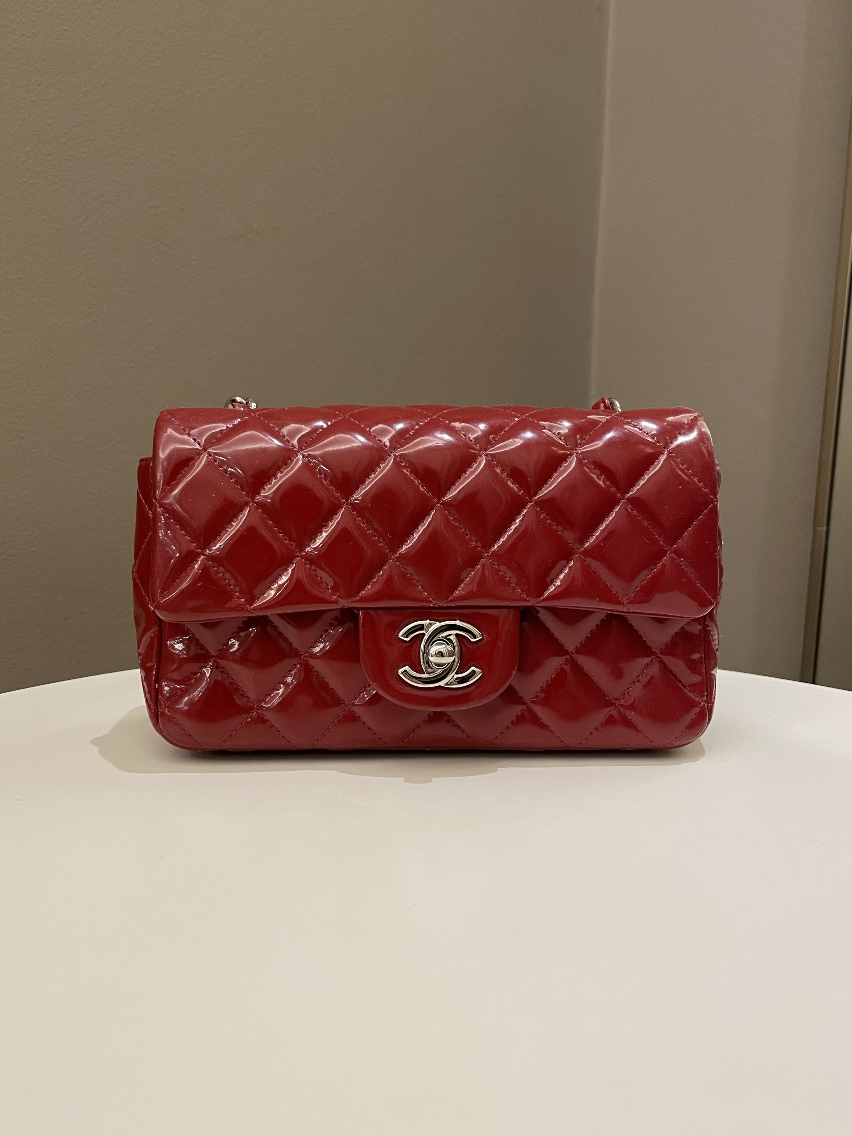 Chanel Classic Quilted Mini Rectangular Red Patent