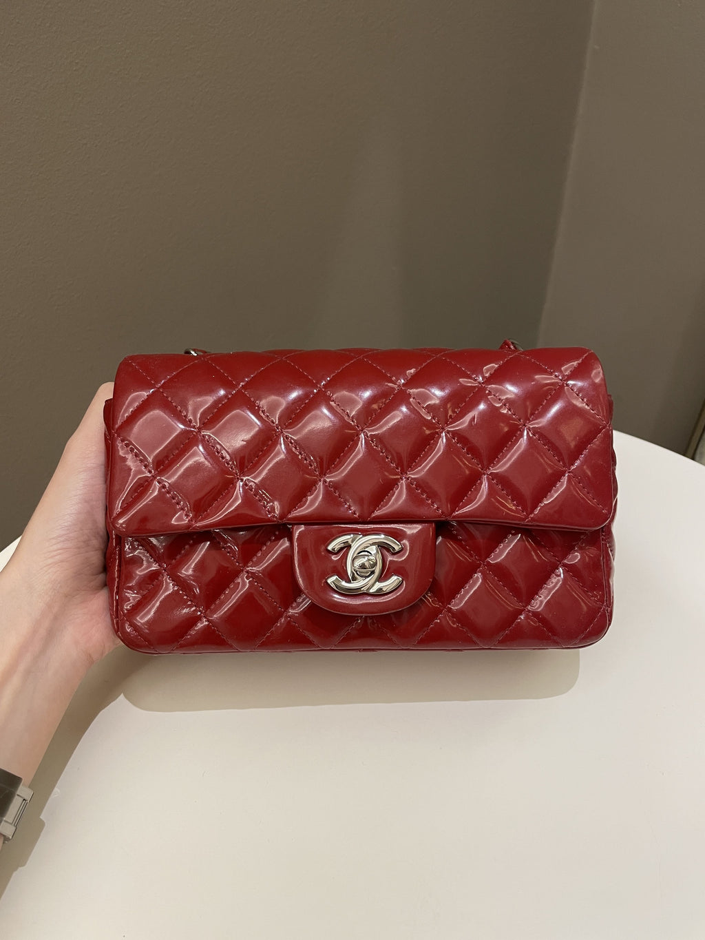 Chanel Classic Quilted Mini Rectangular Red Patent
