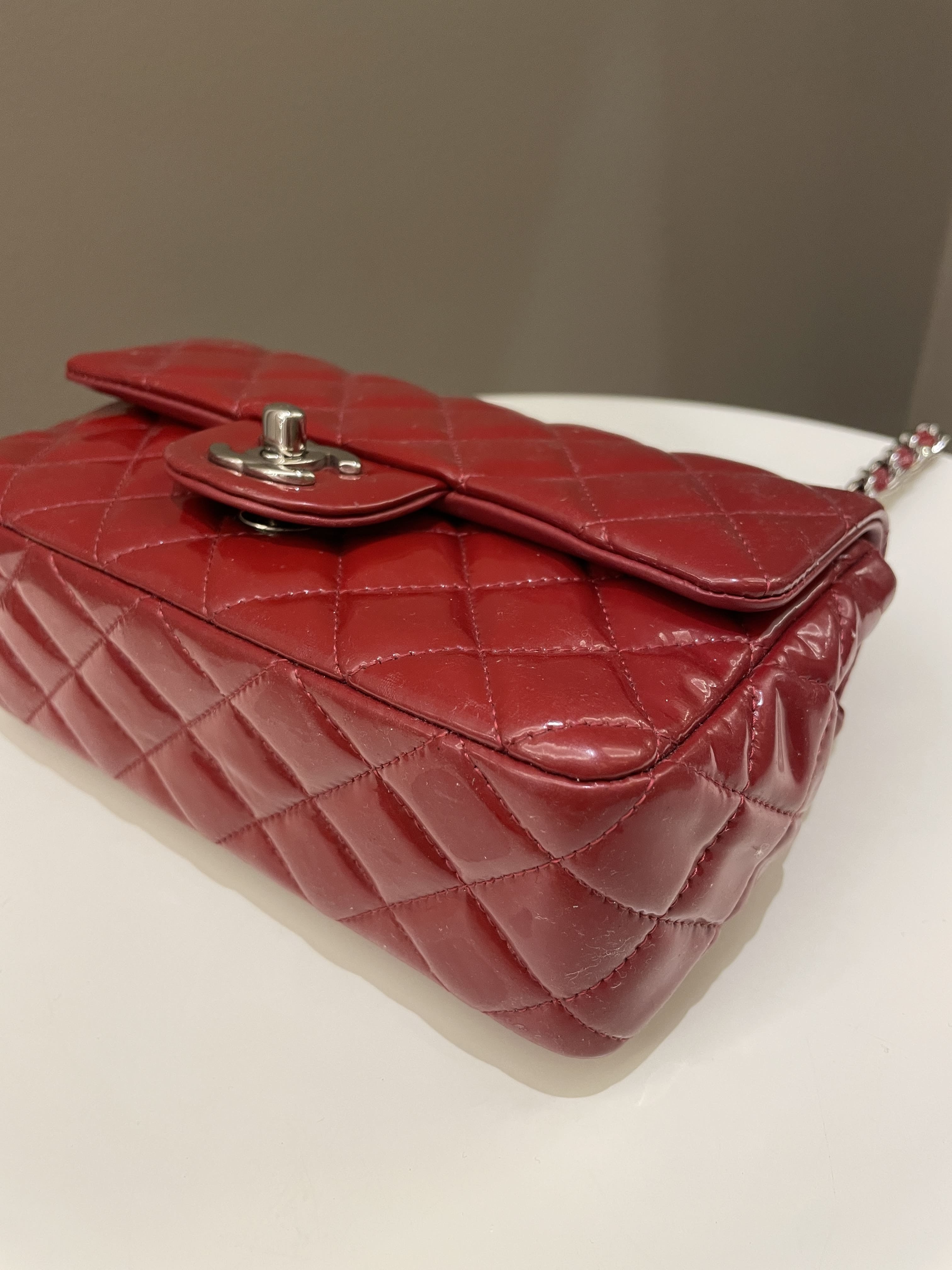 Chanel Classic Quilted Mini Rectangular Red Patent