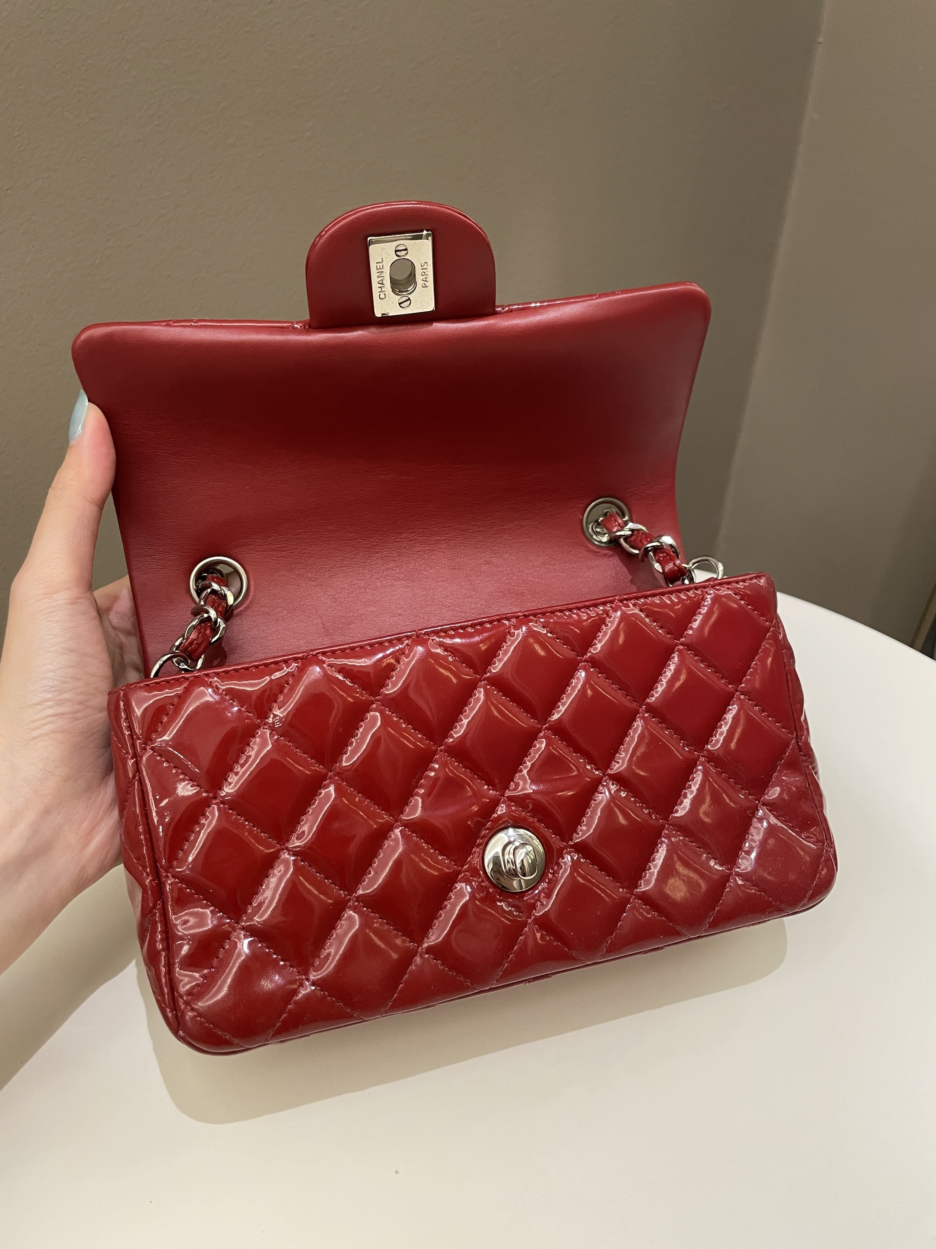 Chanel Classic Quilted Mini Rectangular Red Patent