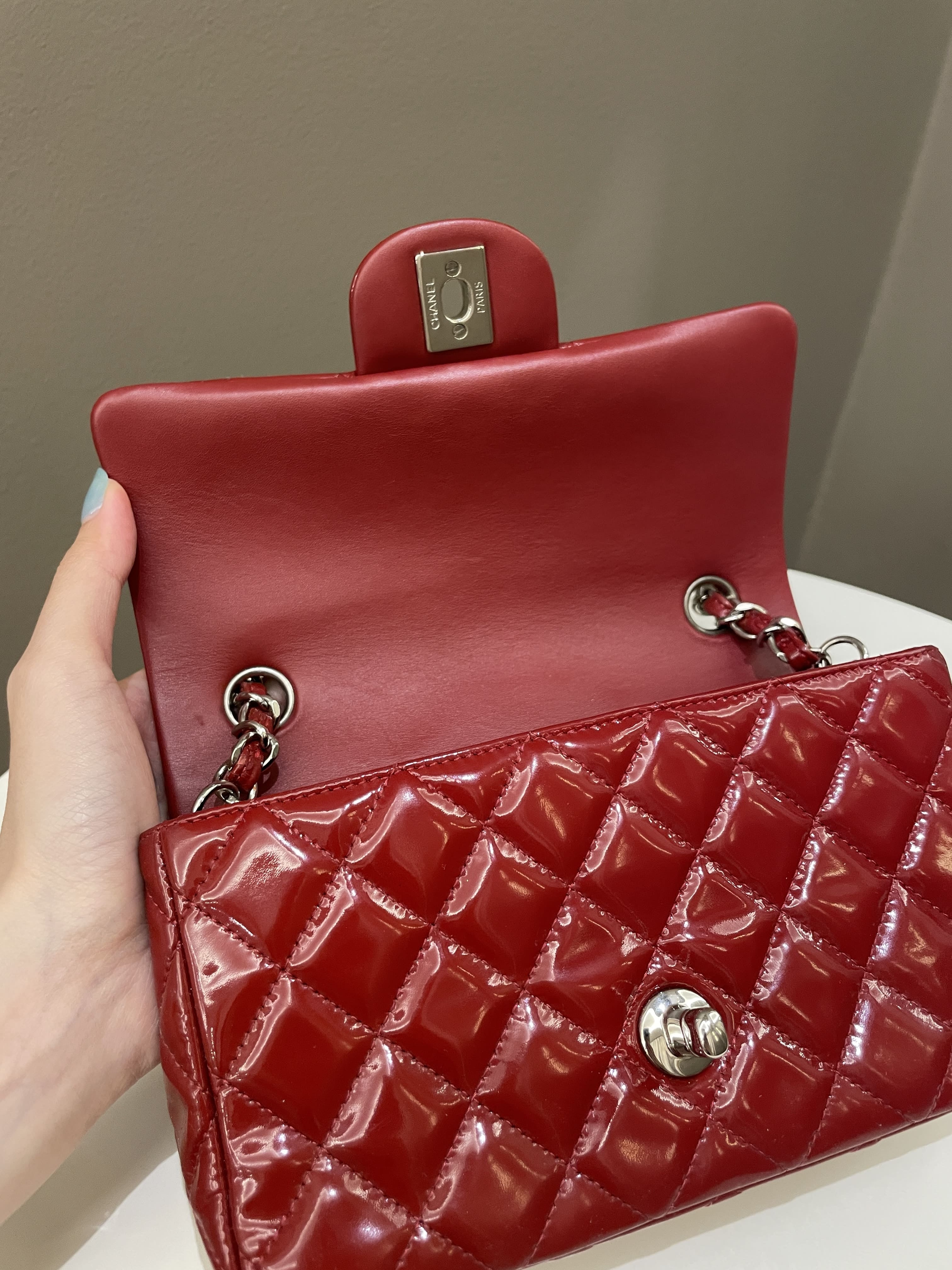 Chanel Classic Quilted Mini Rectangular Red Patent