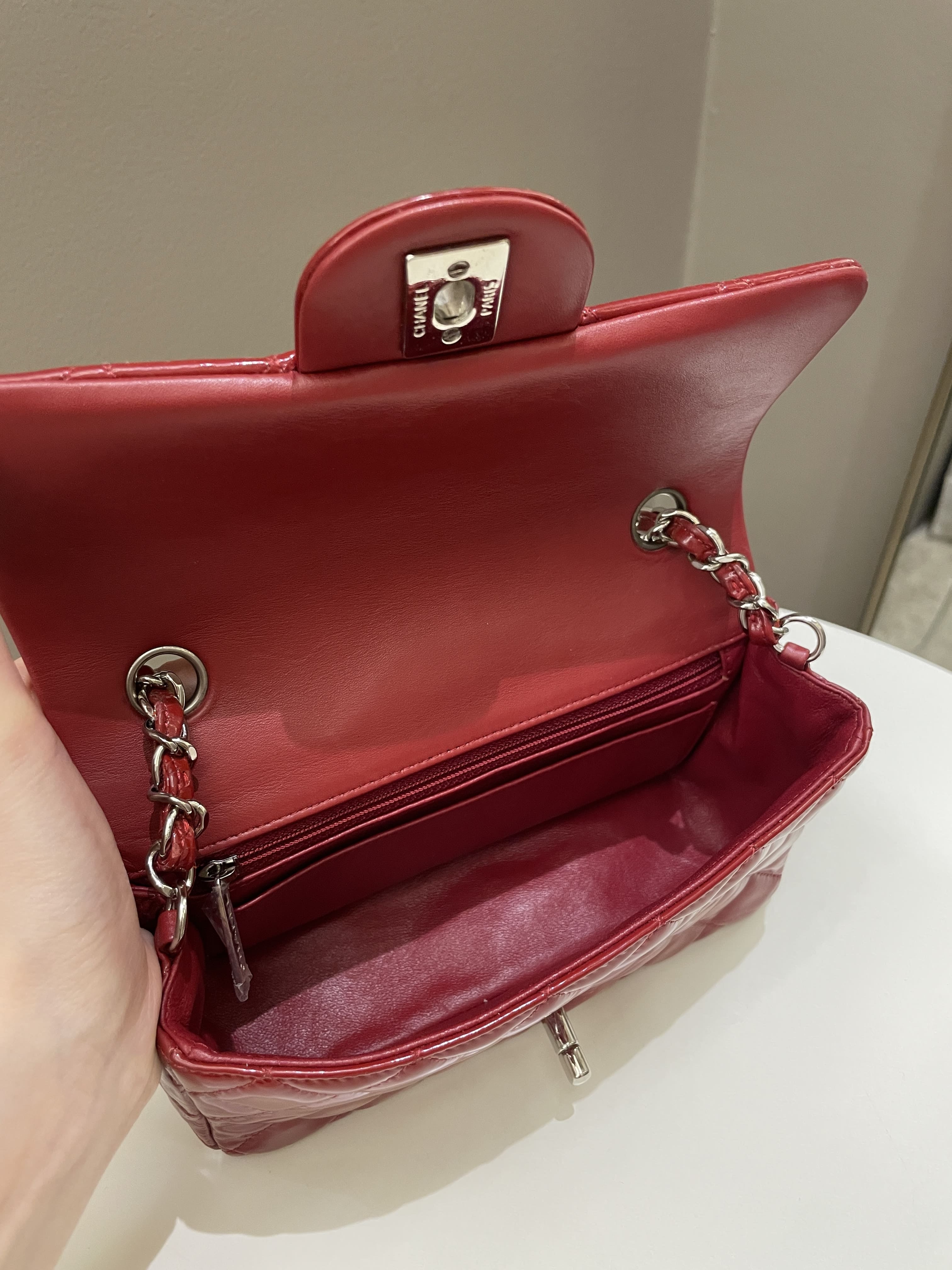 Chanel Classic Quilted Mini Rectangular Red Patent