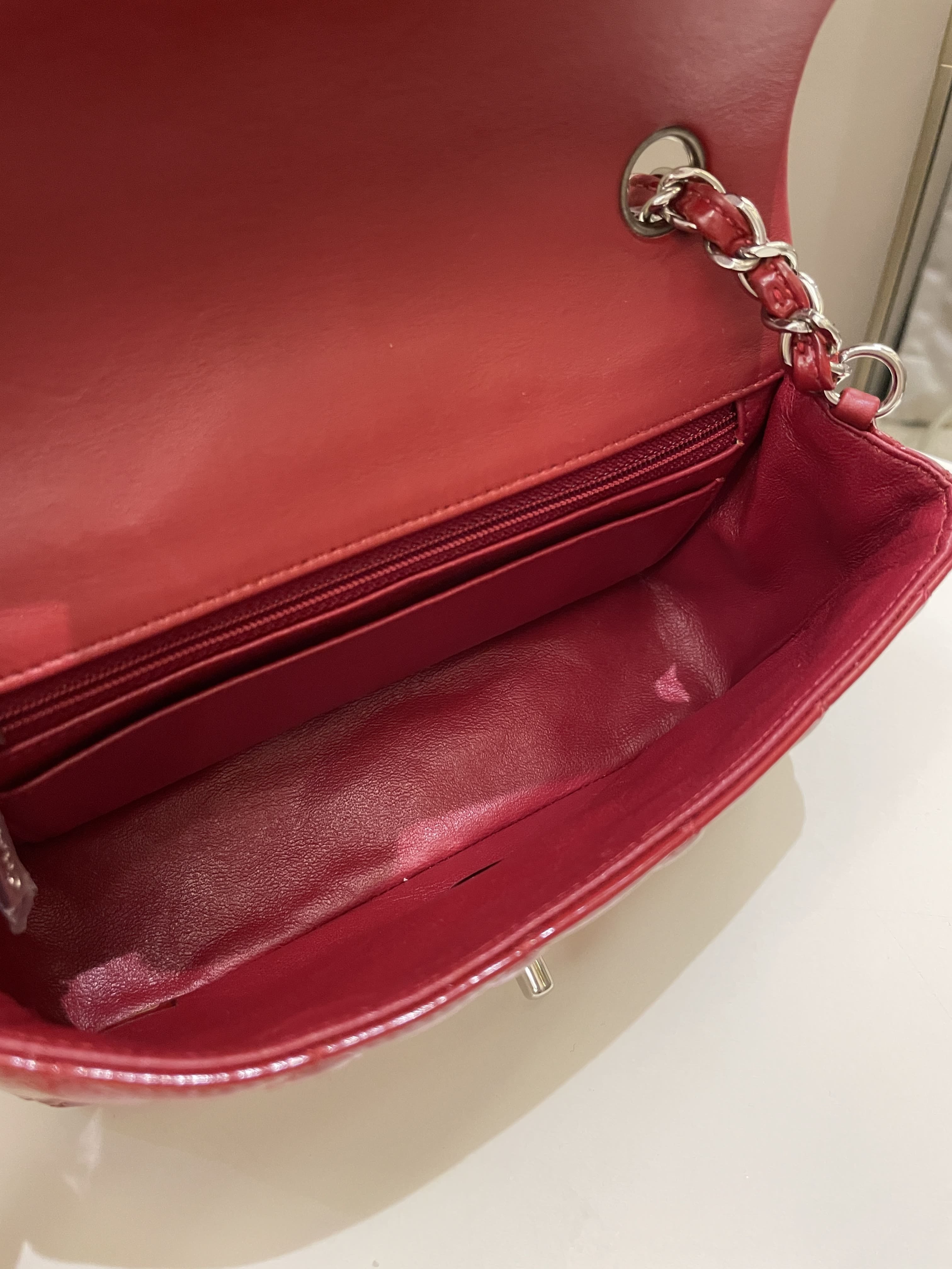 Chanel Classic Quilted Mini Rectangular Red Patent