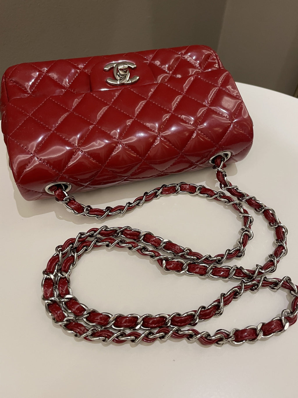 Chanel Classic Quilted Mini Rectangular Red Patent