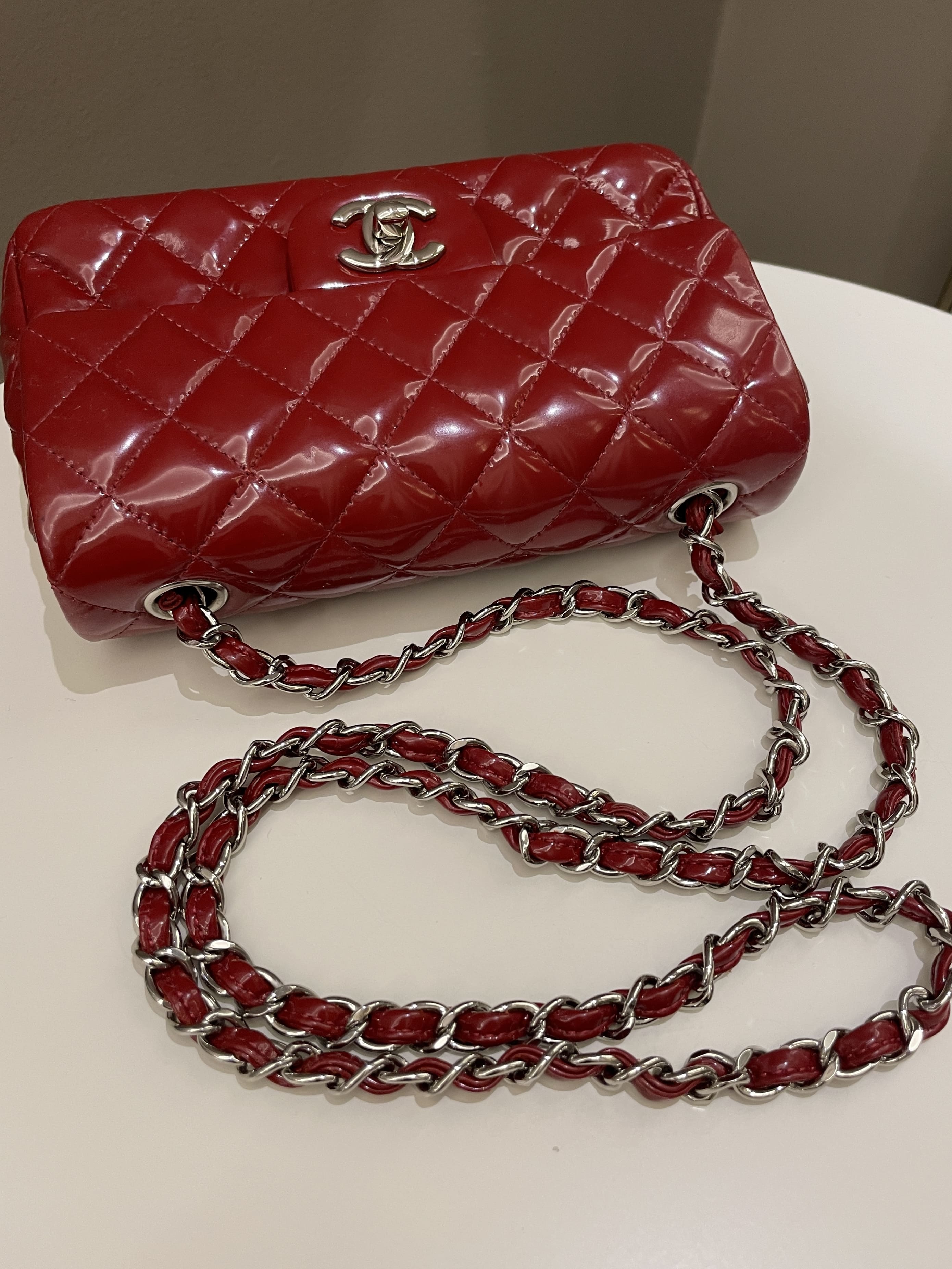 Chanel Classic Quilted Mini Rectangular Red Patent