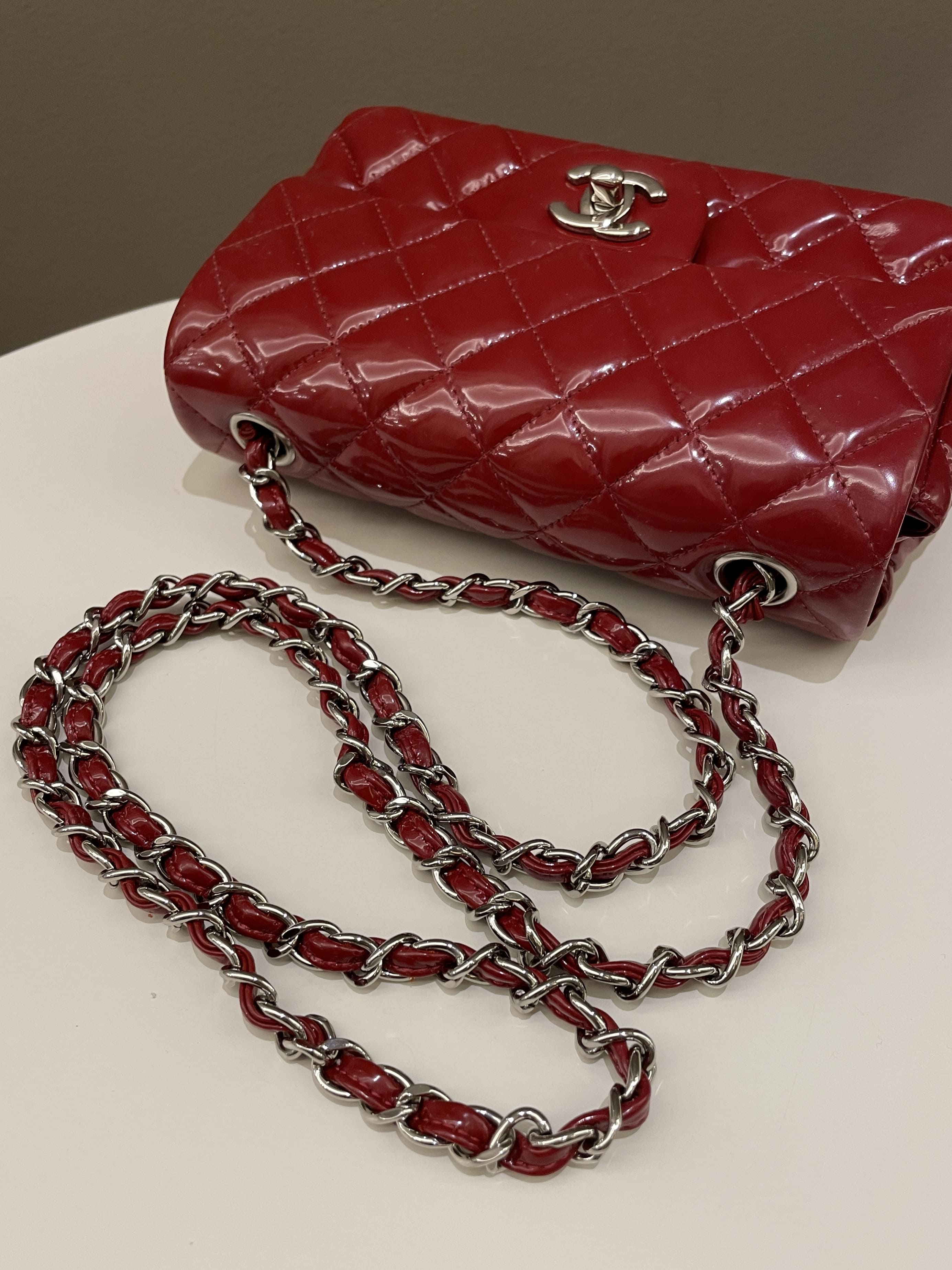 Chanel Classic Quilted Mini Rectangular Red Patent