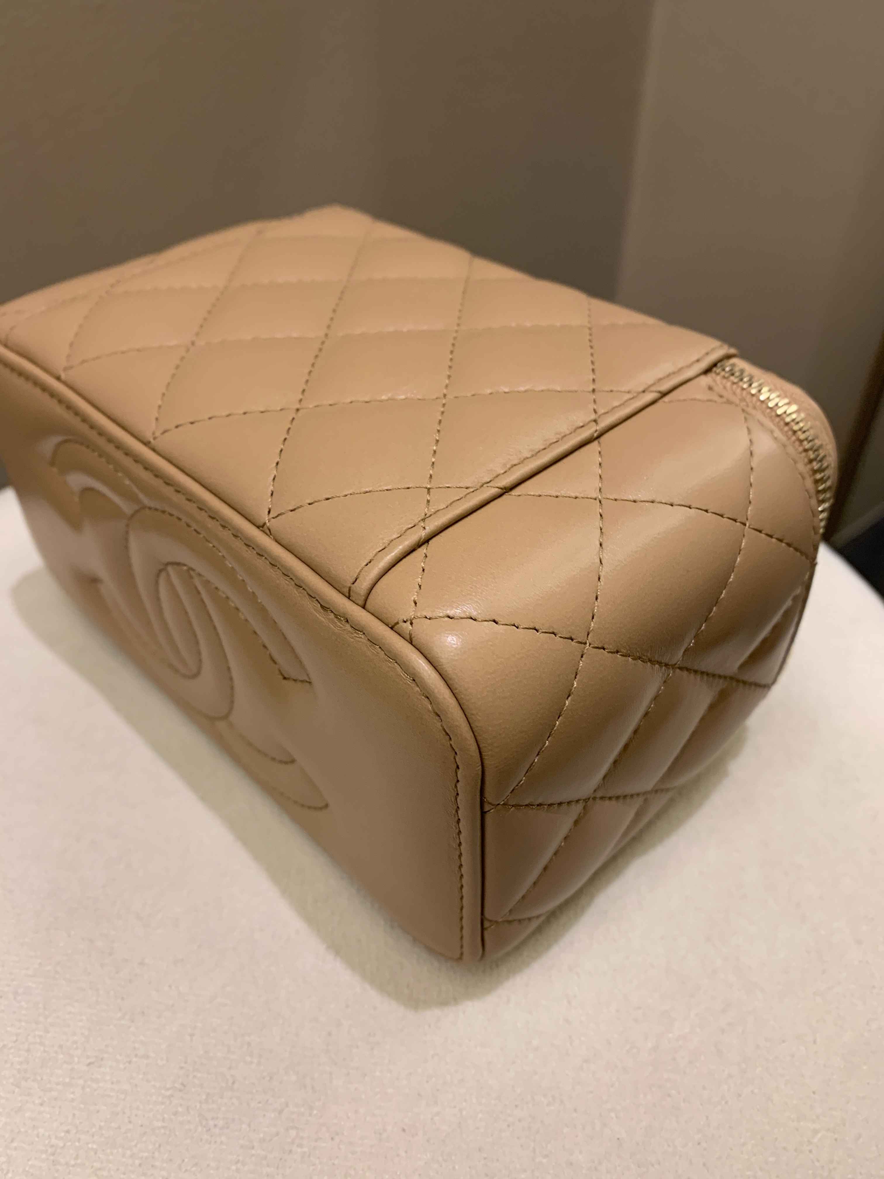 Chanel 22K Quilted Mini Crush Vanity Rectangular Dark Beige Lambskin