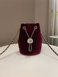 Chanel DiamantÃƒÆ’Ã‚Â© Strass Drawstring Bag Dark Wine Velvet