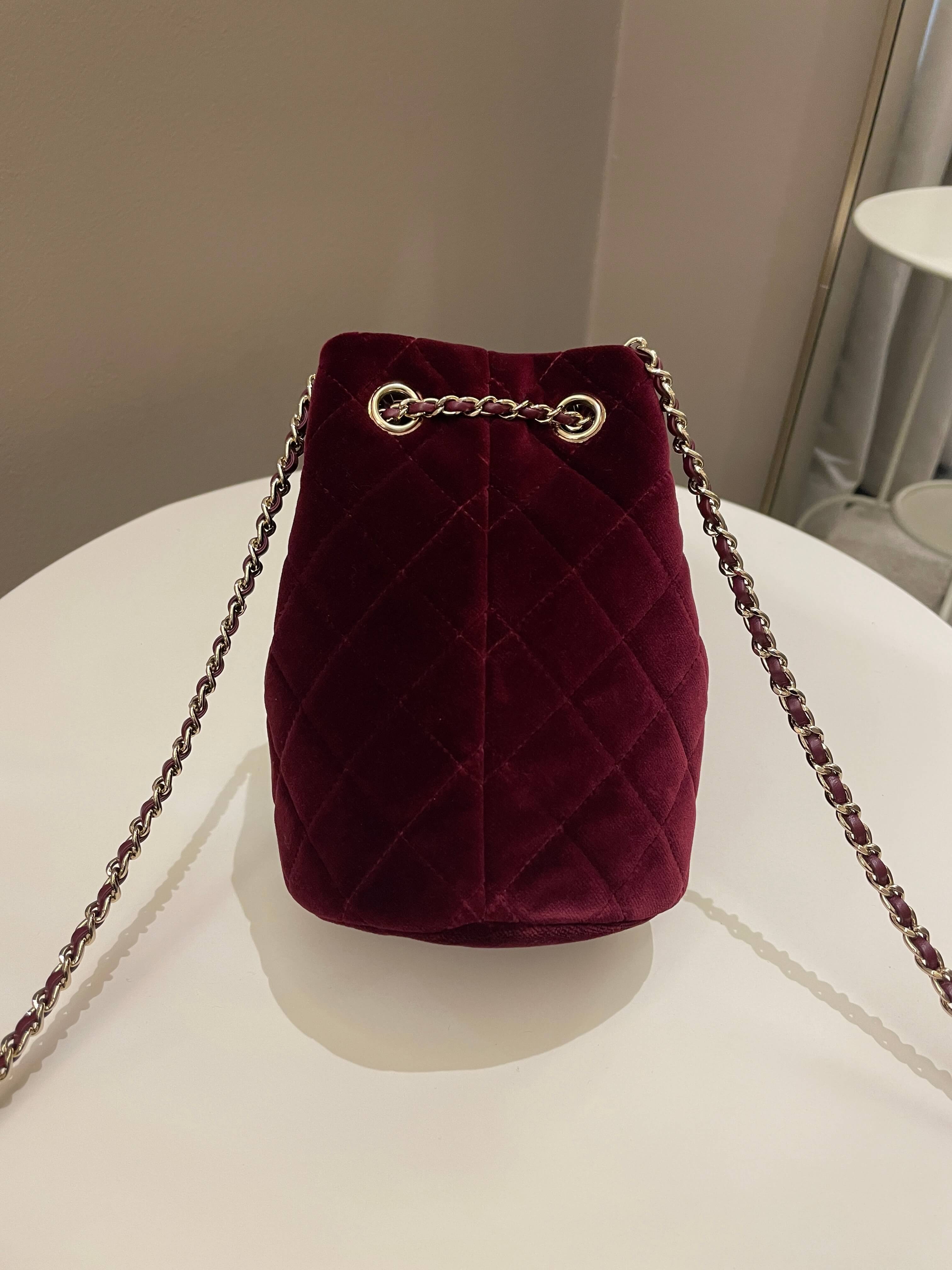 Chanel DiamantÃƒÆ’Ã‚Â© Strass Drawstring Bag Dark Wine Velvet