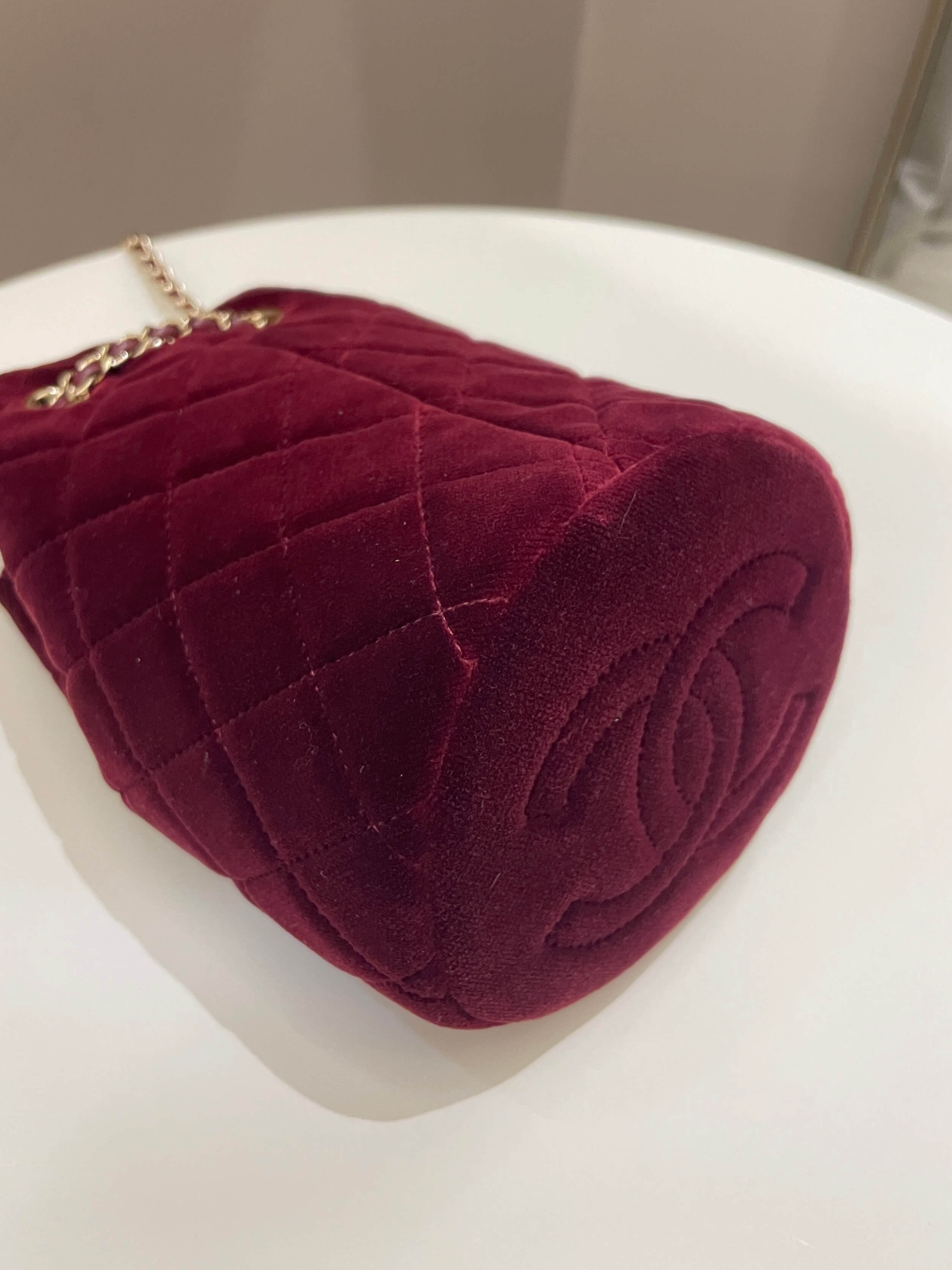 Chanel DiamantÃƒÆ’Ã‚Â© Strass Drawstring Bag Dark Wine Velvet
