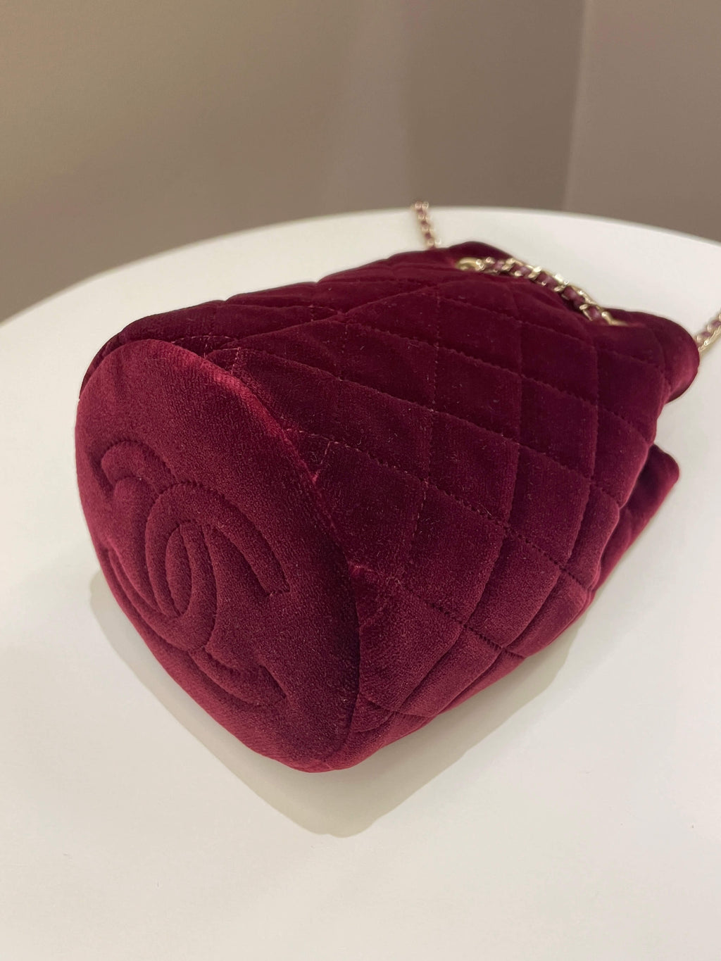 Chanel DiamantÃƒÆ’Ã‚Â© Strass Drawstring Bag Dark Wine Velvet
