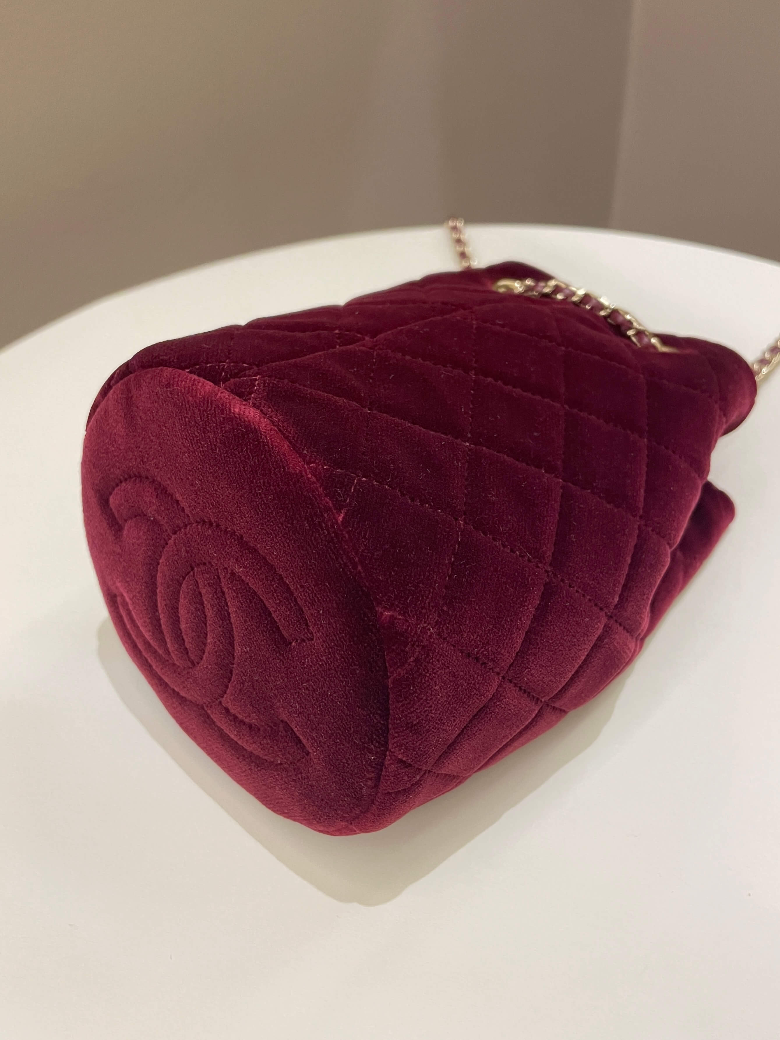 Chanel DiamantÃƒÆ’Ã‚Â© Strass Drawstring Bag Dark Wine Velvet