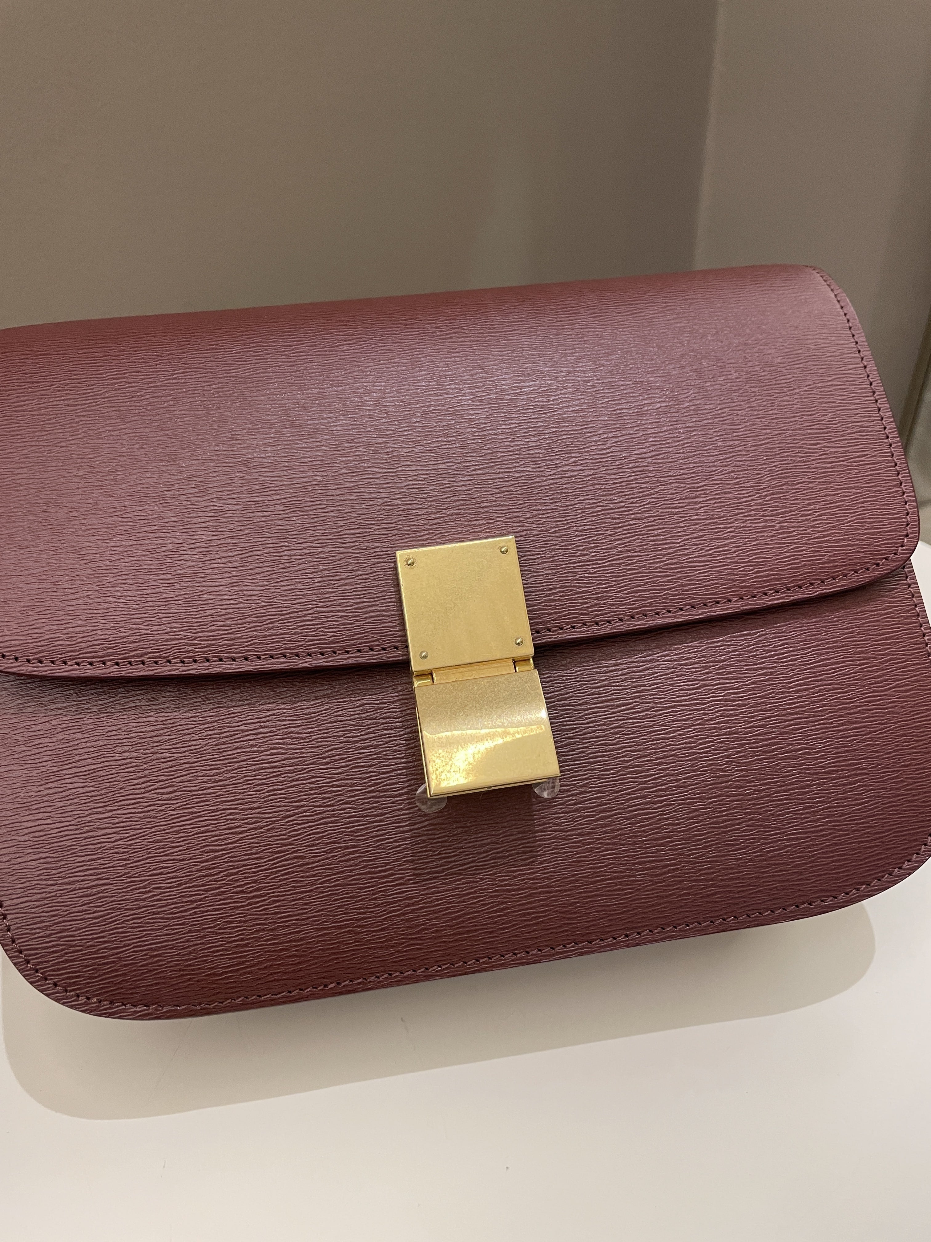 Celine Box Bag Grenat Bordeaux Grainy Leather
