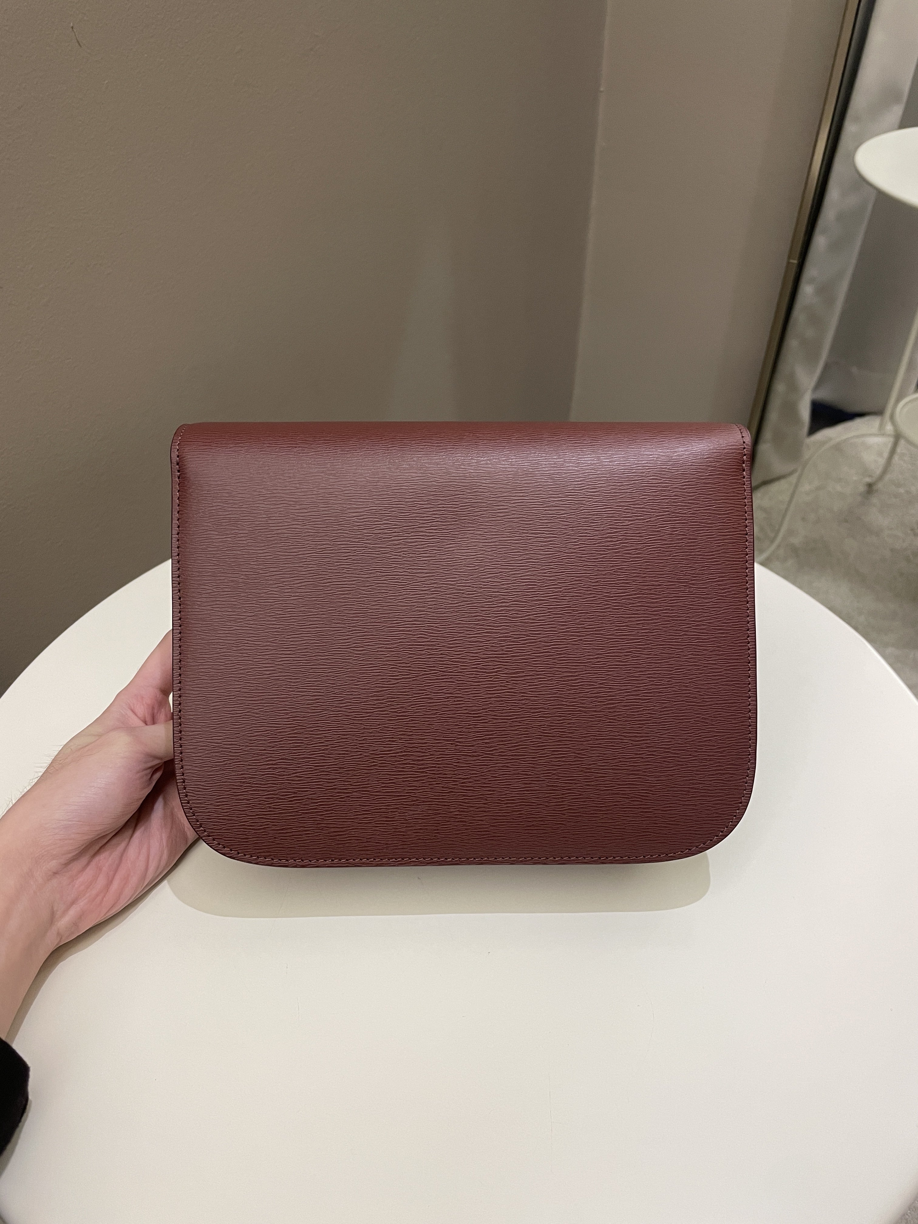 Celine Box Bag Grenat Bordeaux Grainy Leather