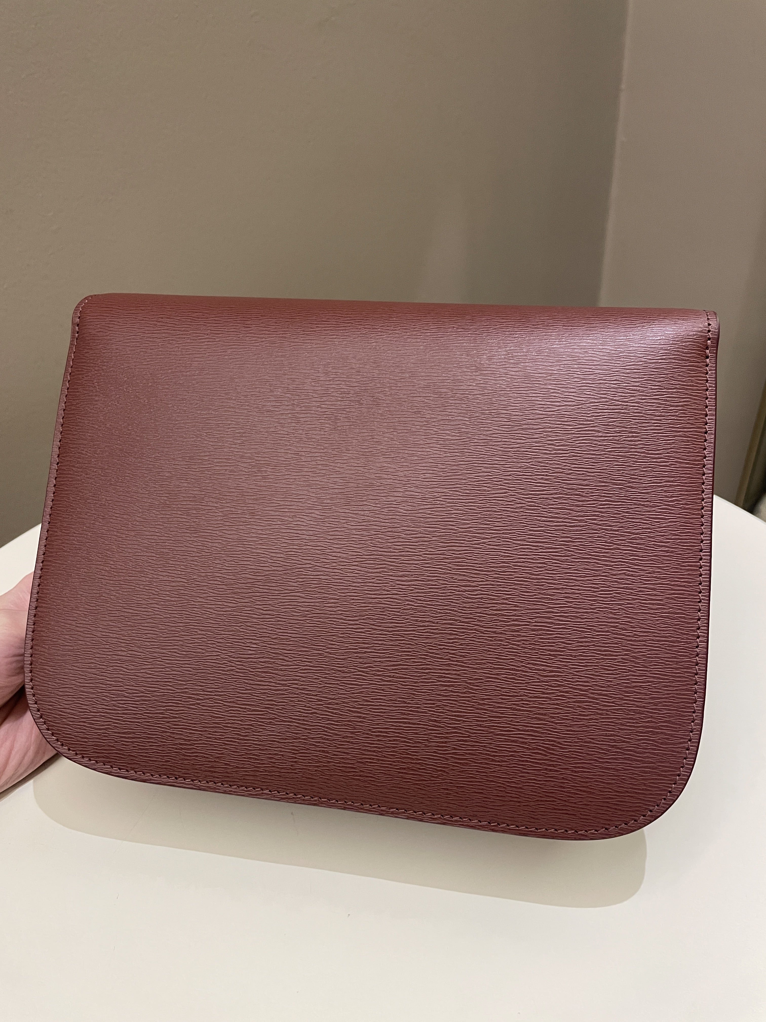 Celine Box Bag Grenat Bordeaux Grainy Leather