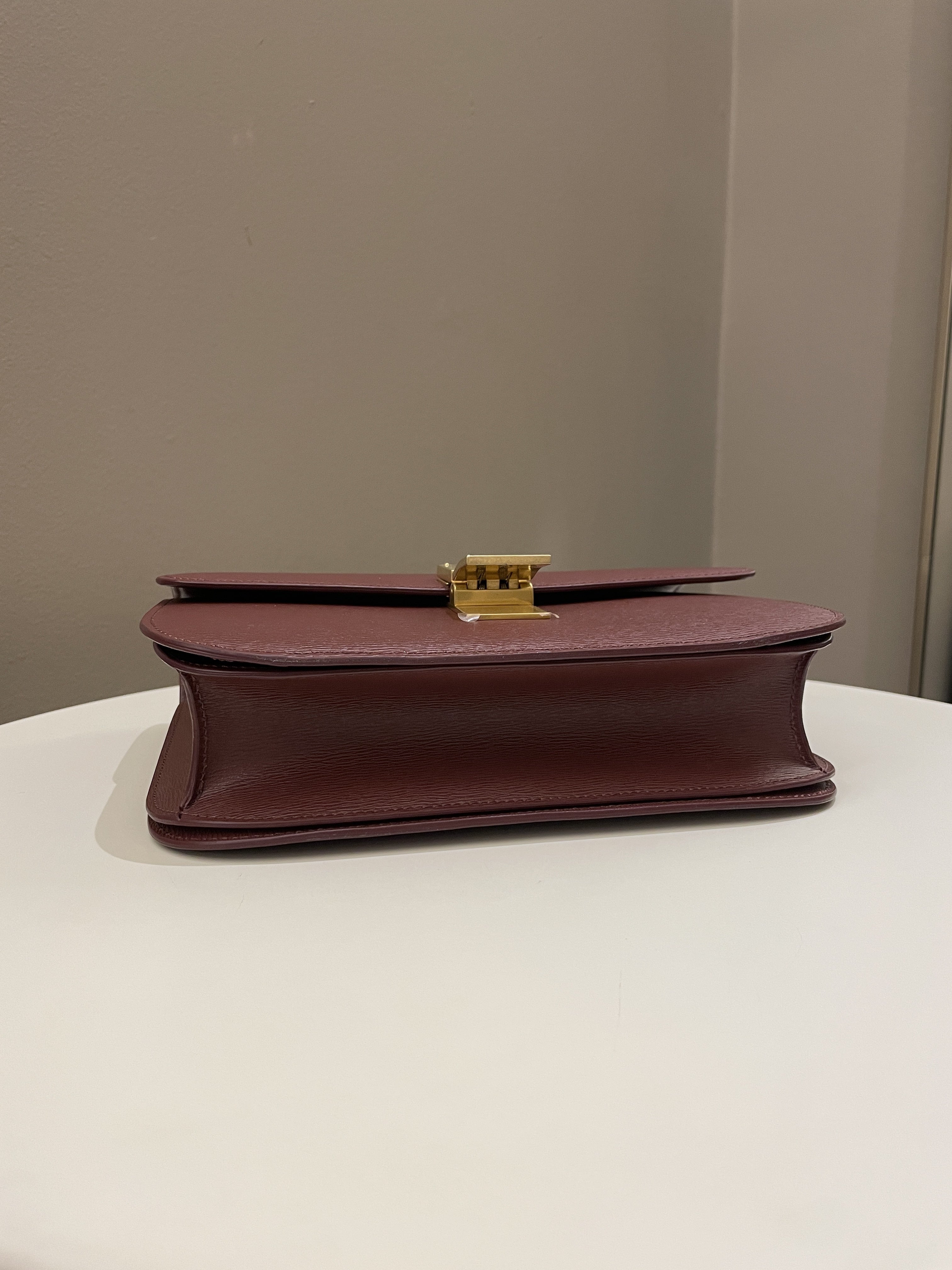 Celine Box Bag Grenat Bordeaux Grainy Leather