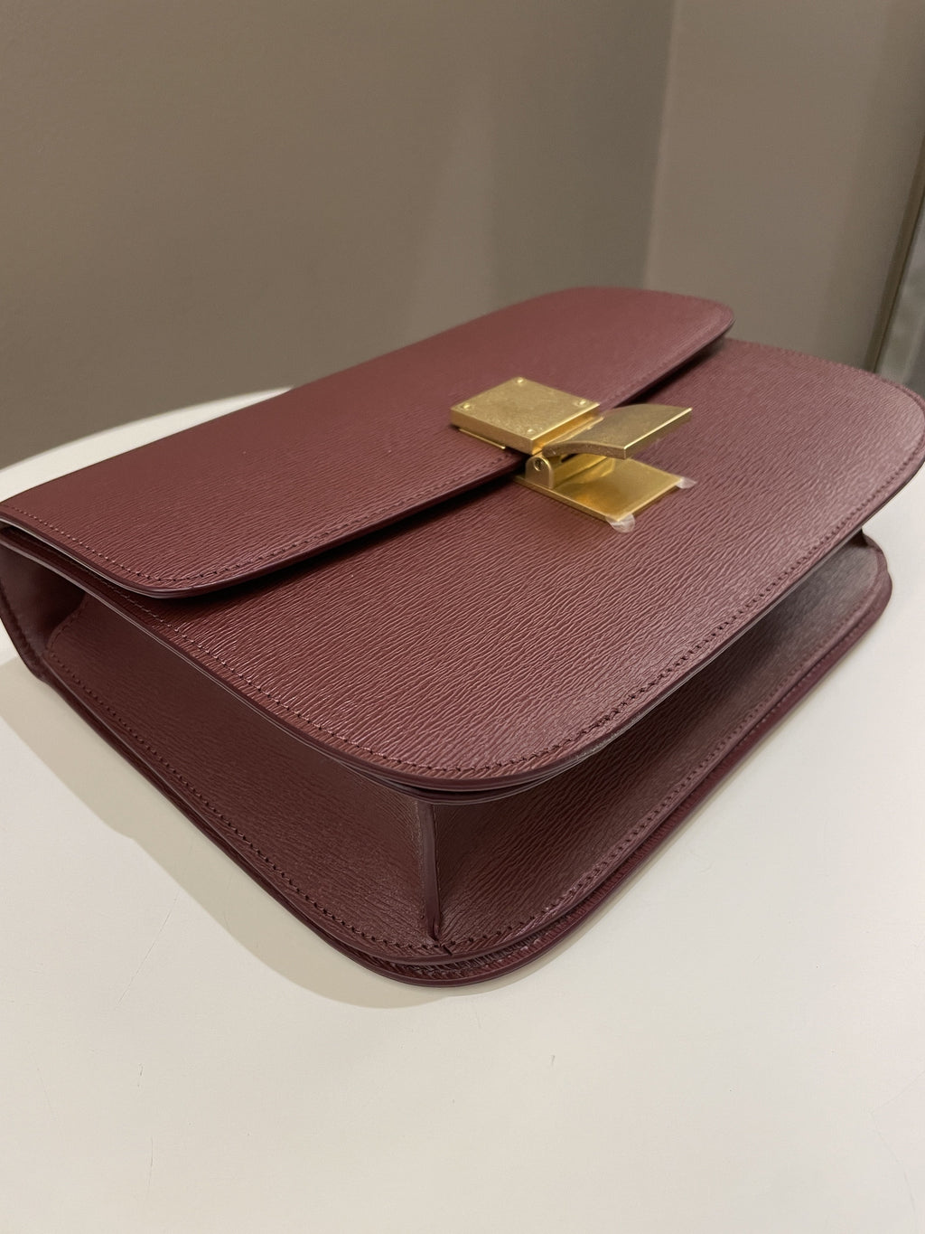 Celine Box Bag Grenat Bordeaux Grainy Leather