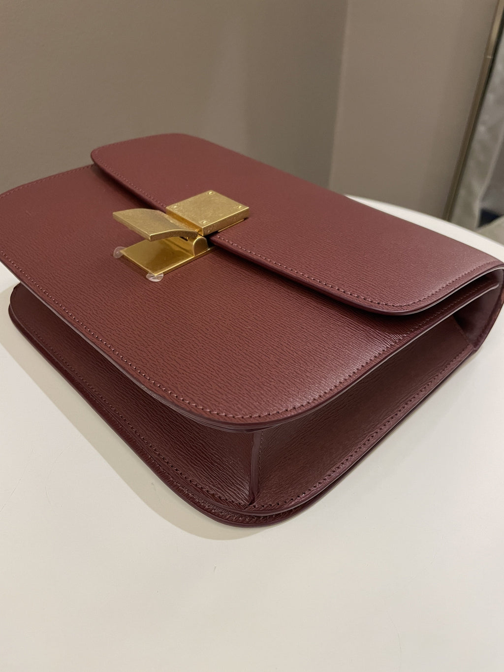 Celine Box Bag Grenat Bordeaux Grainy Leather