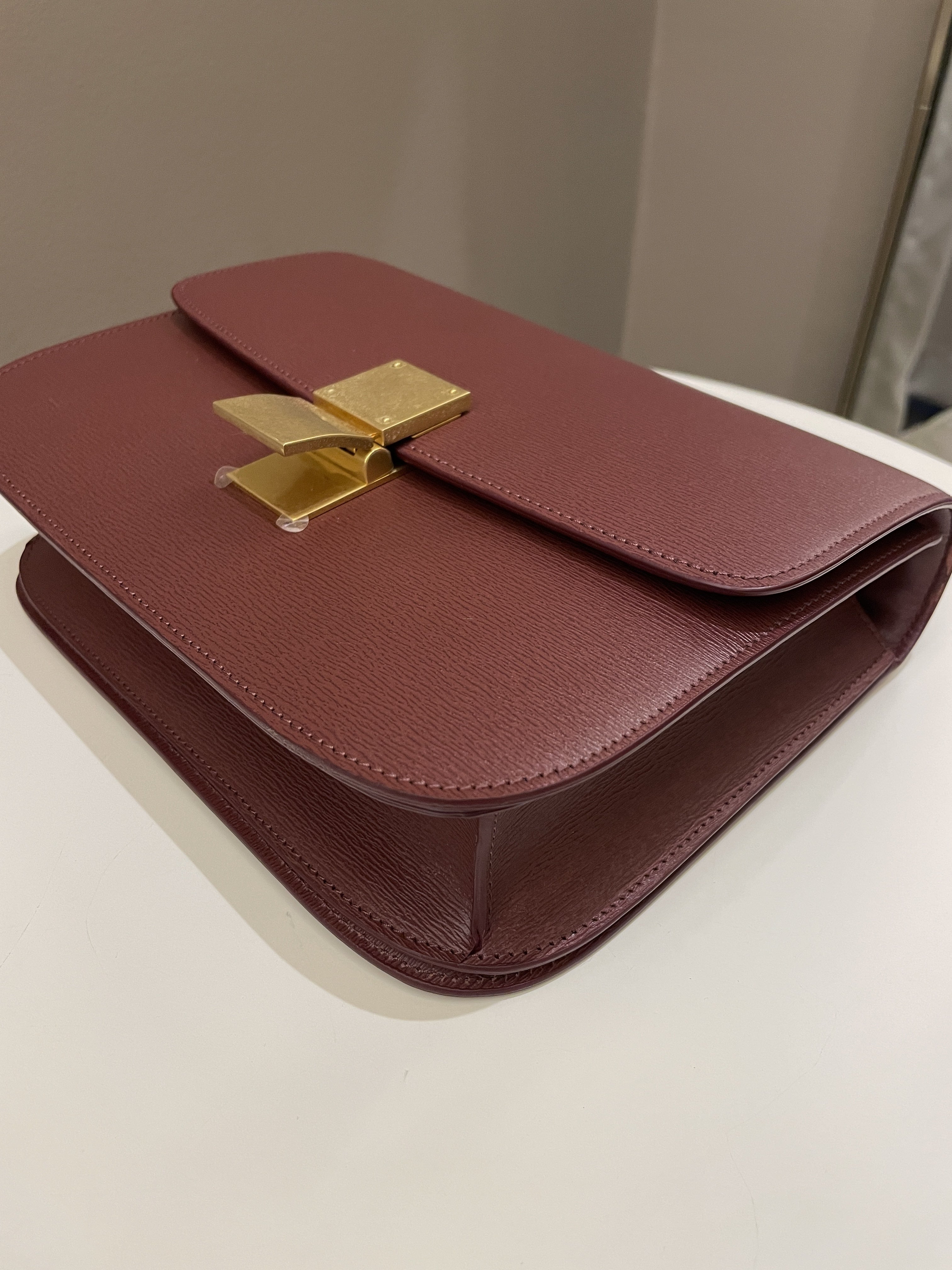Celine Box Bag Grenat Bordeaux Grainy Leather