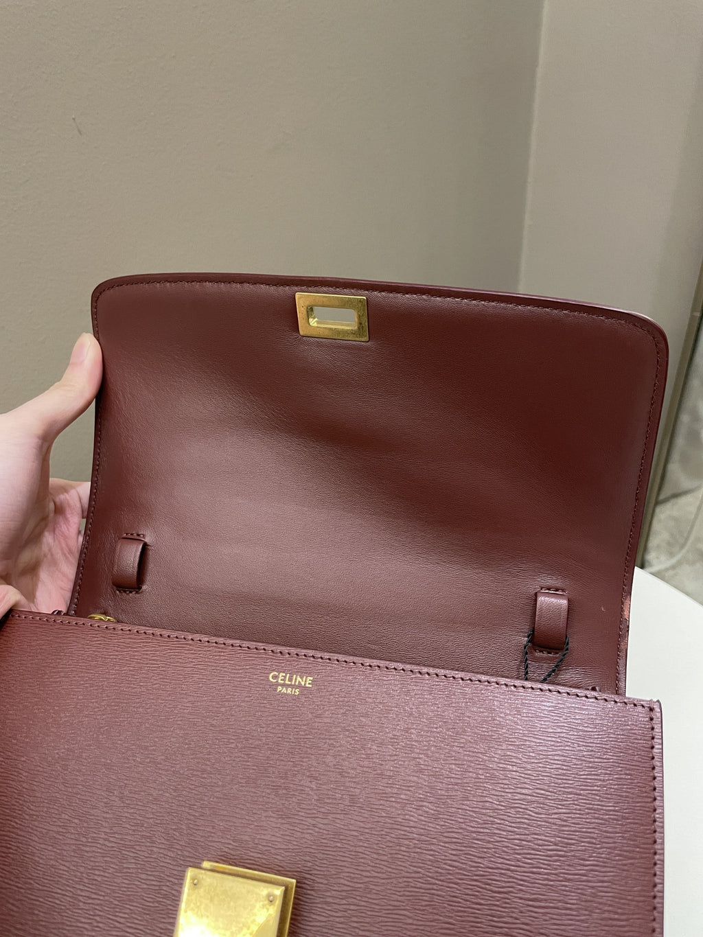 Celine Box Bag Grenat Bordeaux Grainy Leather