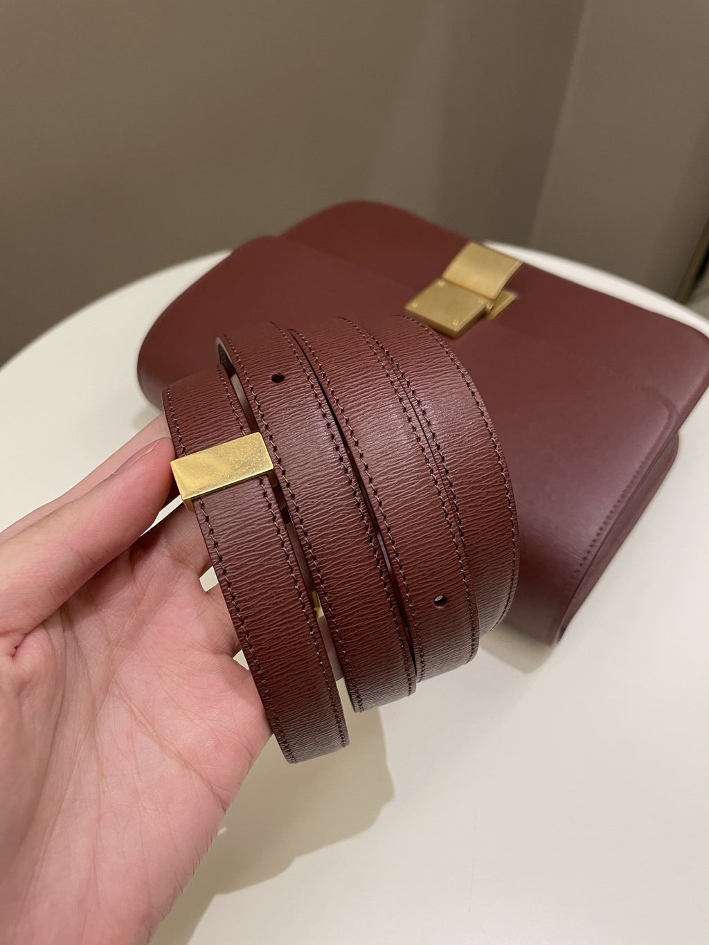Celine Box Bag Grenat Bordeaux Grainy Leather