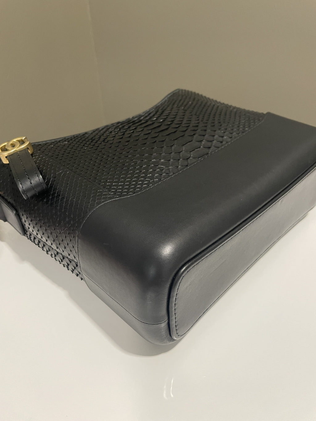 Chanel Quilted Gabrielle Hobo Black Python Calfskin
