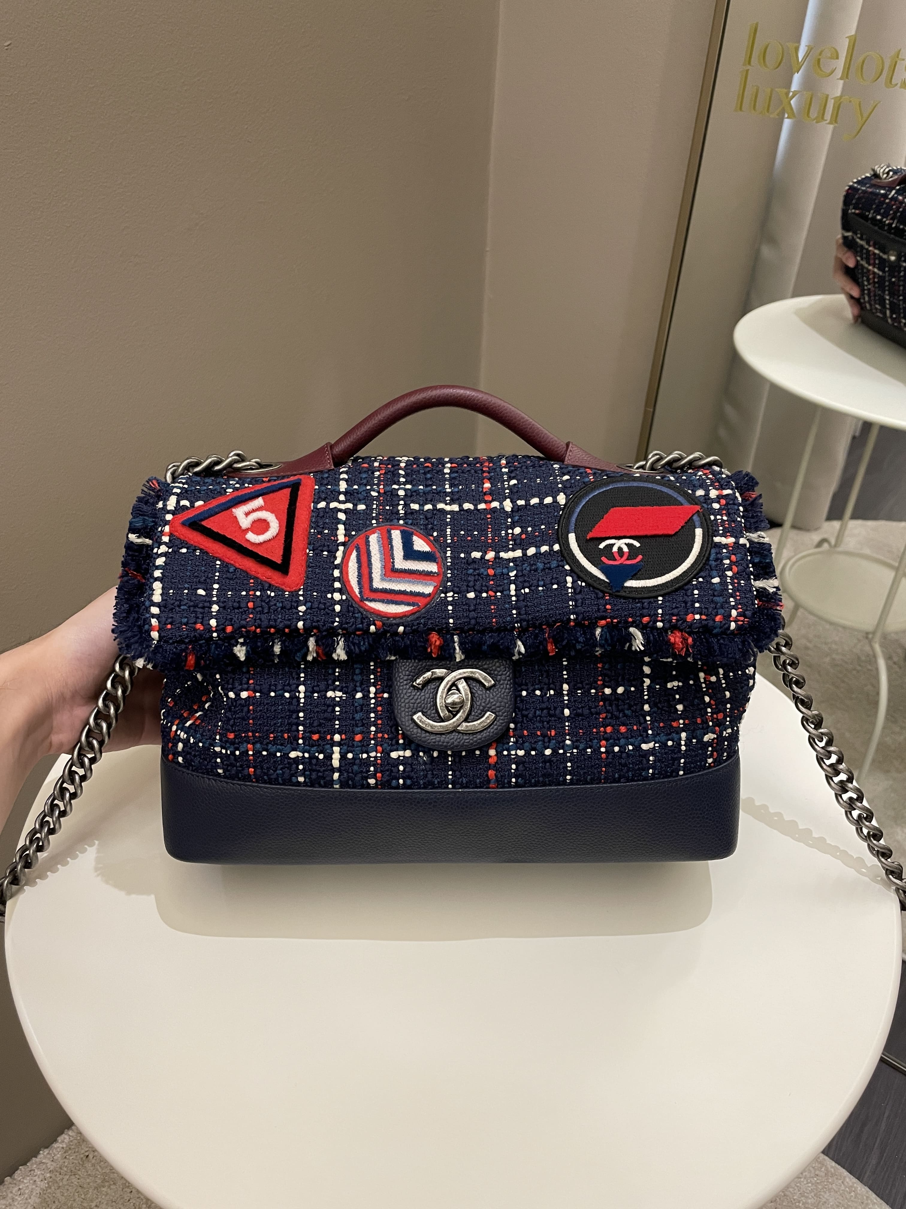Chanel Airline Tweed Flap Bag Multicolor Tweed