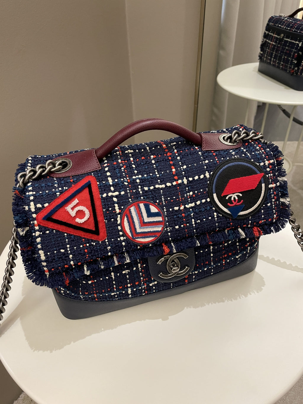 Chanel Airline Tweed Flap Bag Multicolor Tweed