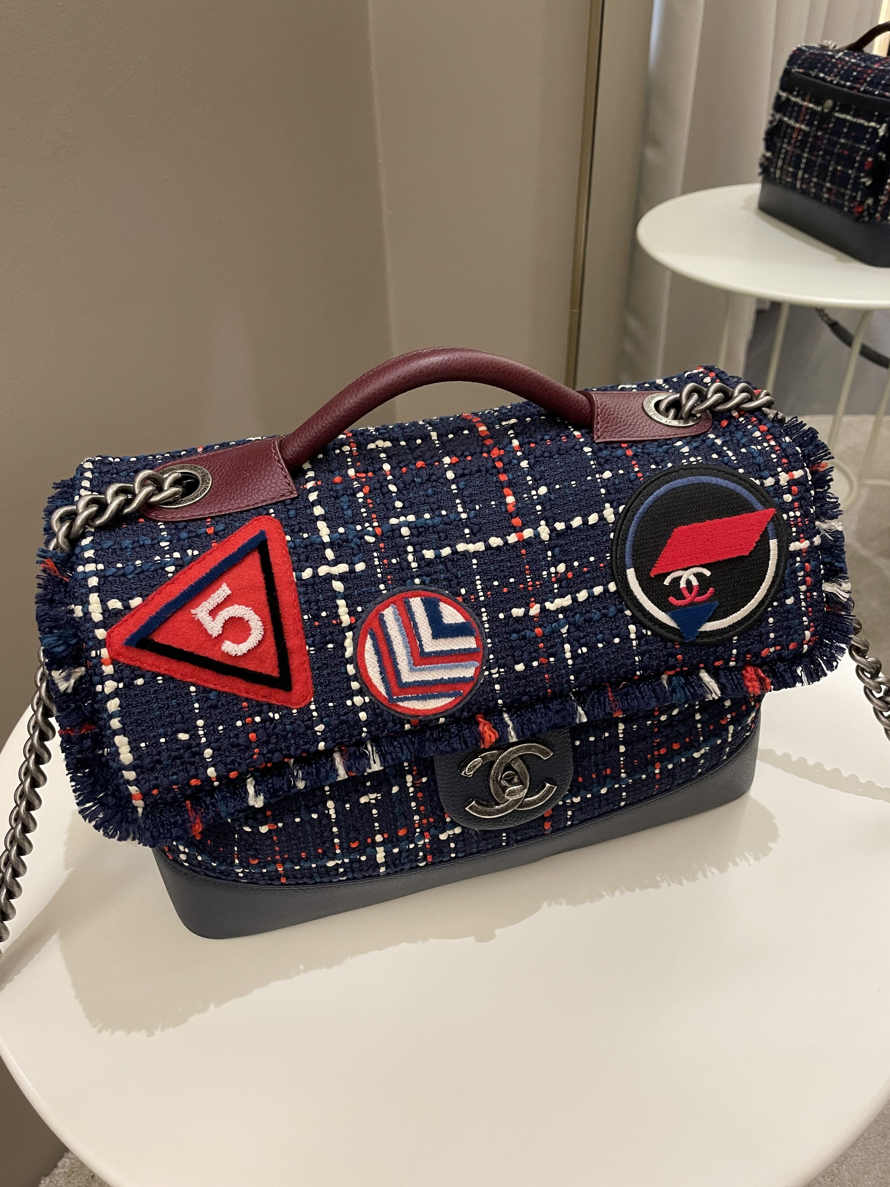 Chanel Airline Tweed Flap Bag Multicolor Tweed