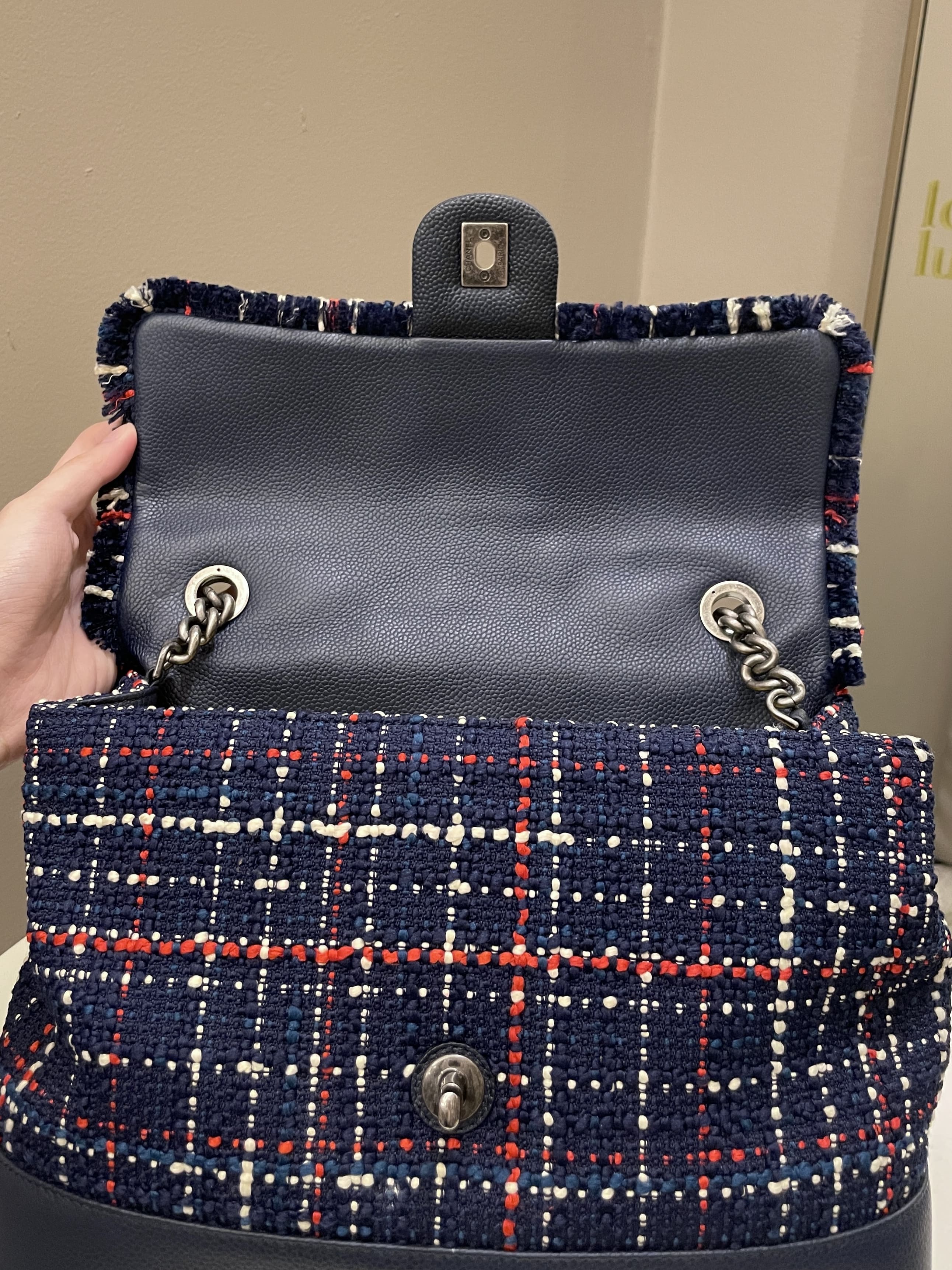 Chanel Airline Tweed Flap Bag Multicolor Tweed