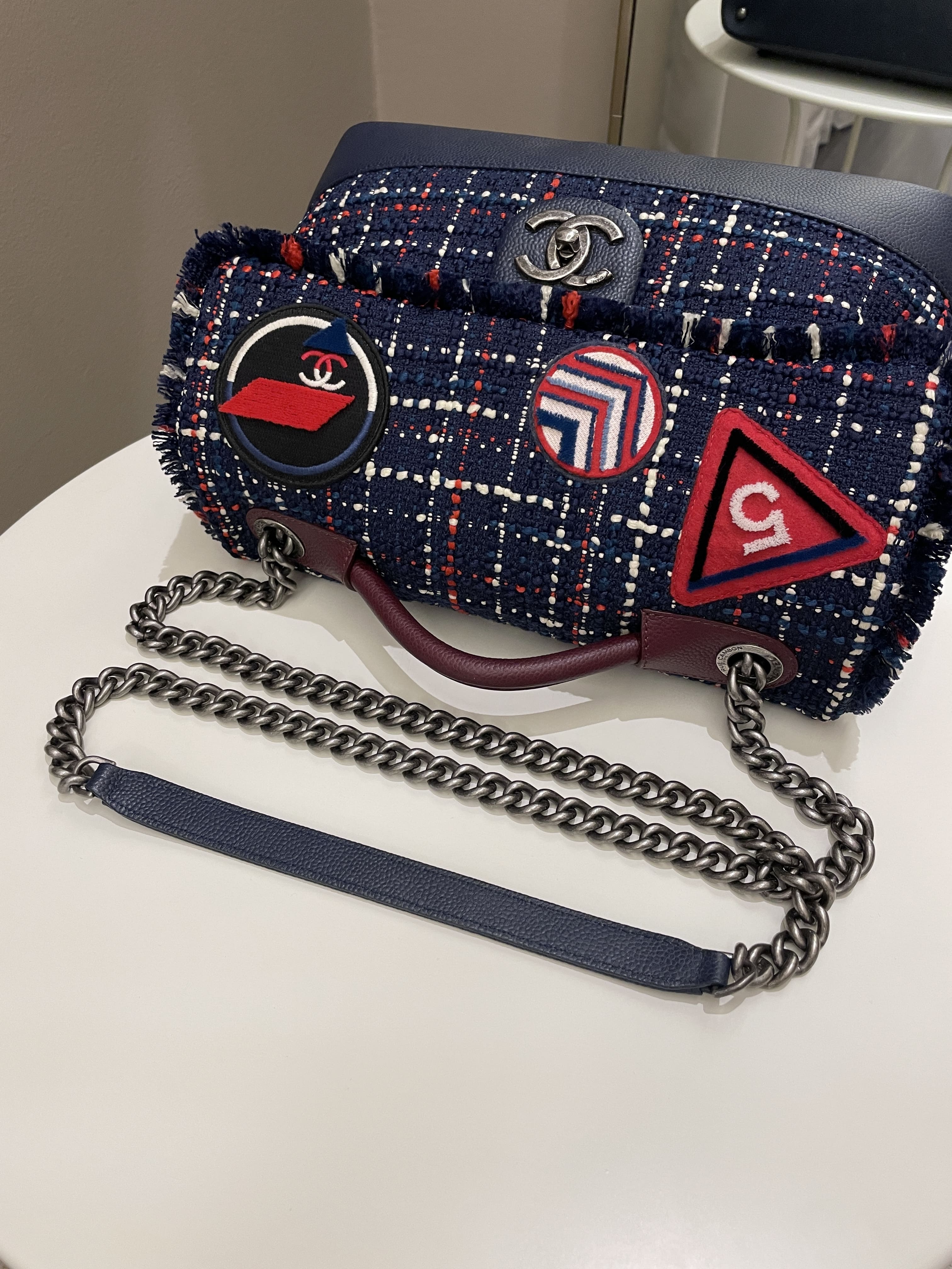 Chanel Airline Tweed Flap Bag Multicolor Tweed
