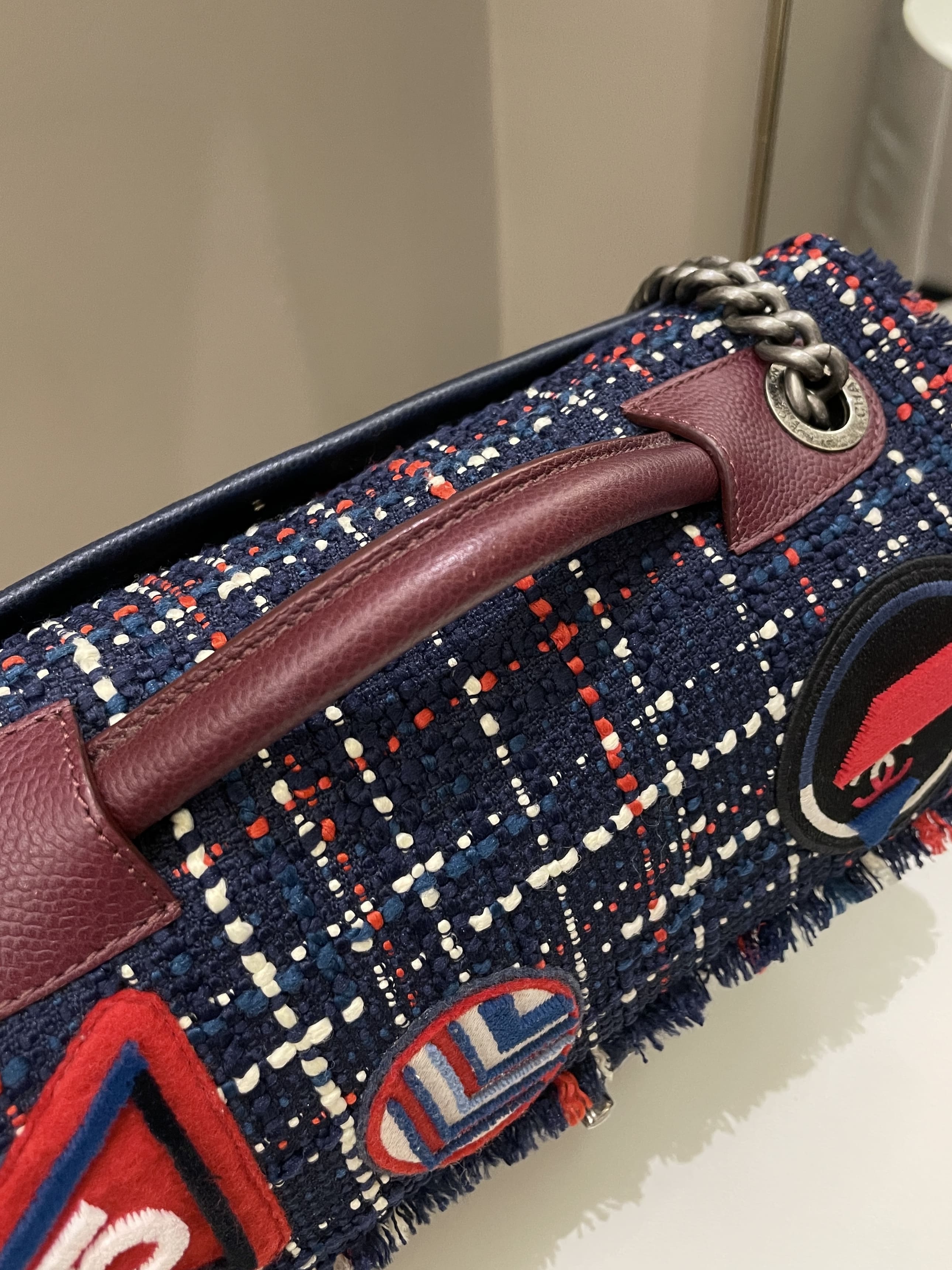 Chanel Airline Tweed Flap Bag Multicolor Tweed