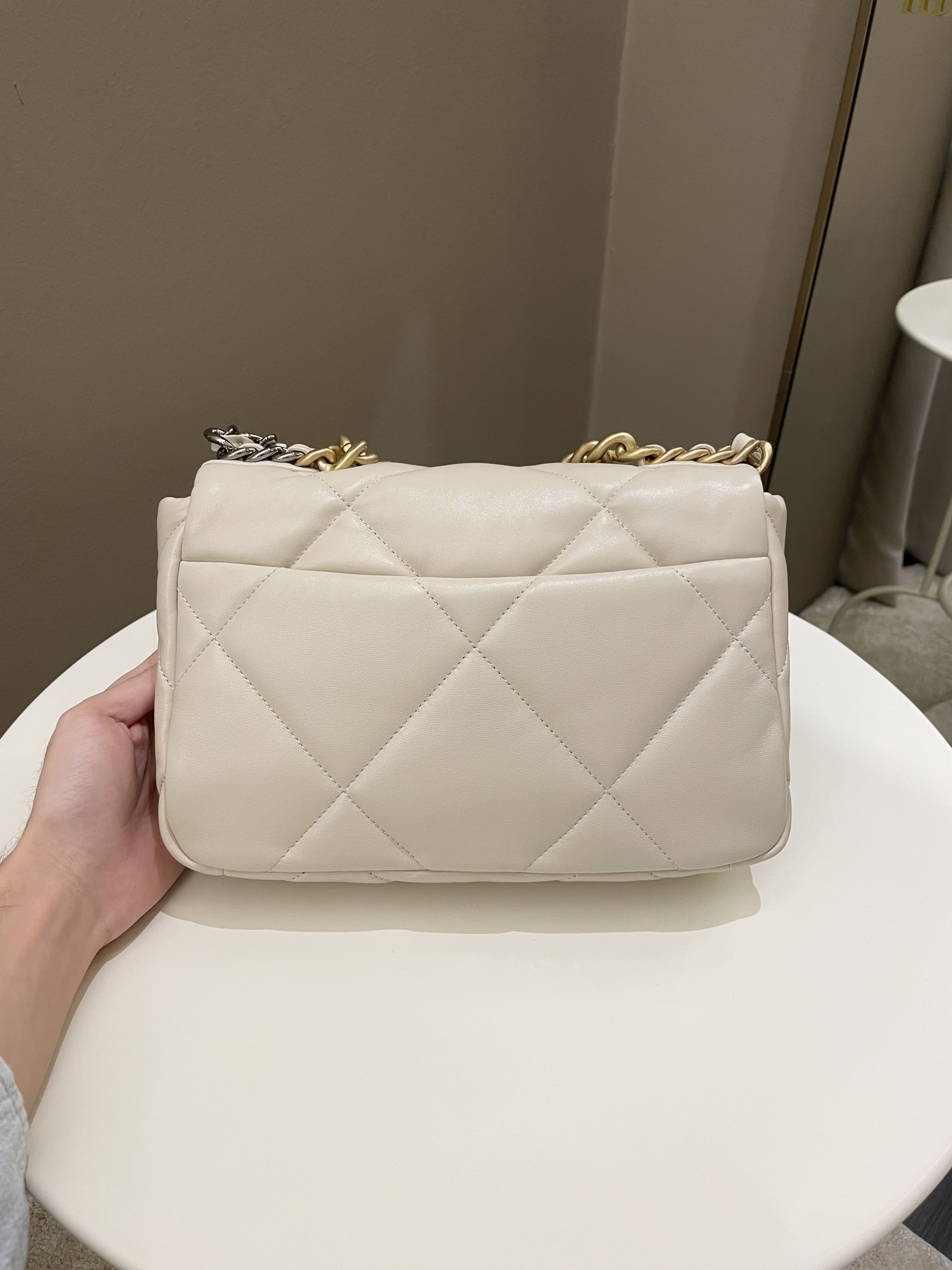 Chanel 19 Flap Bag Beige Lambskin