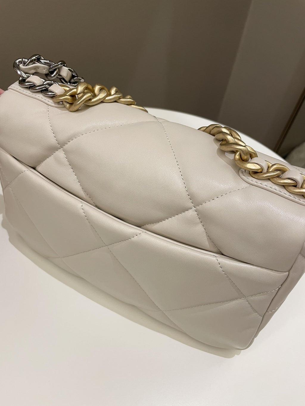 Chanel 19 Flap Bag Beige Lambskin