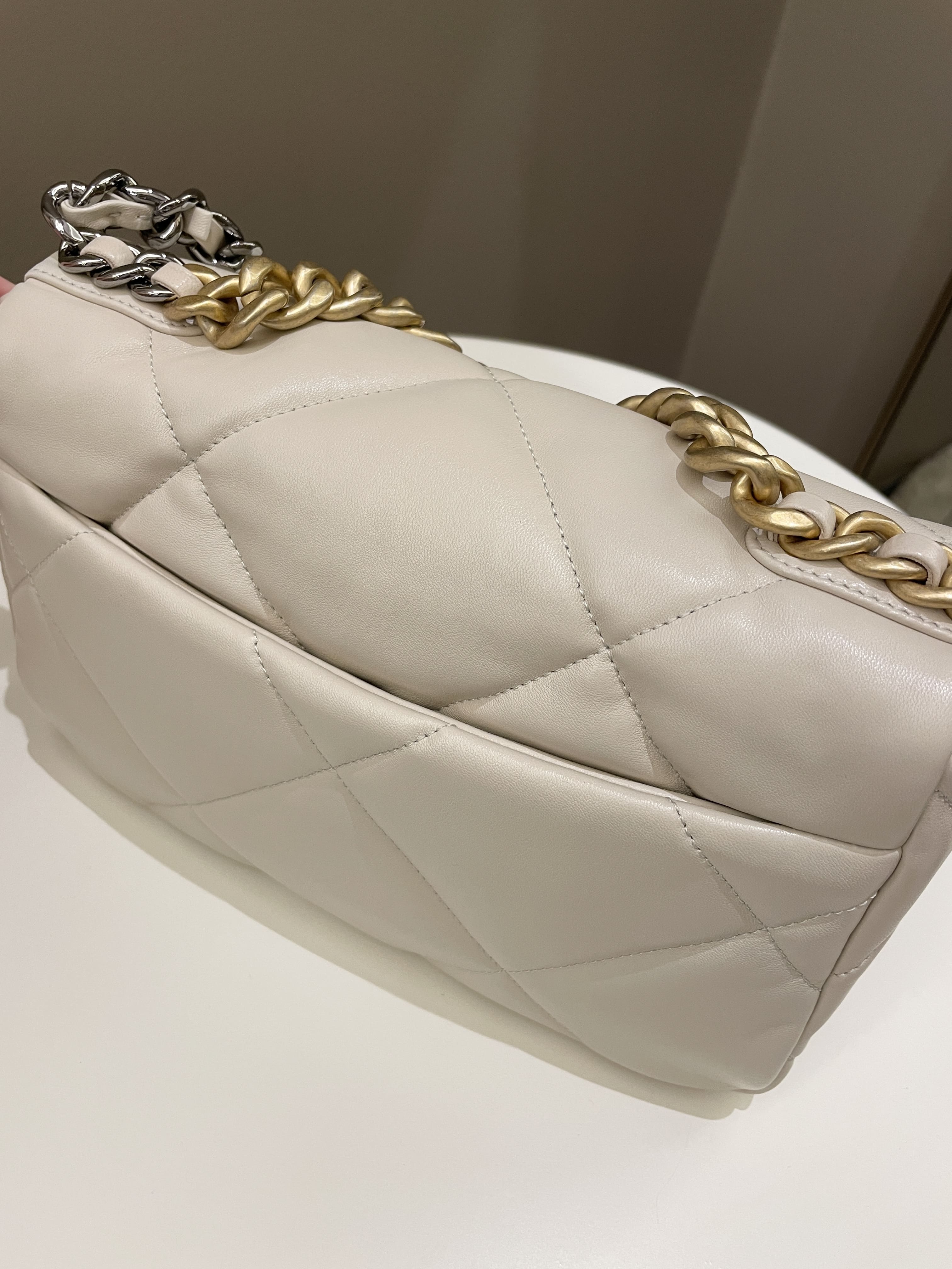 Chanel 19 Flap Bag Beige Lambskin