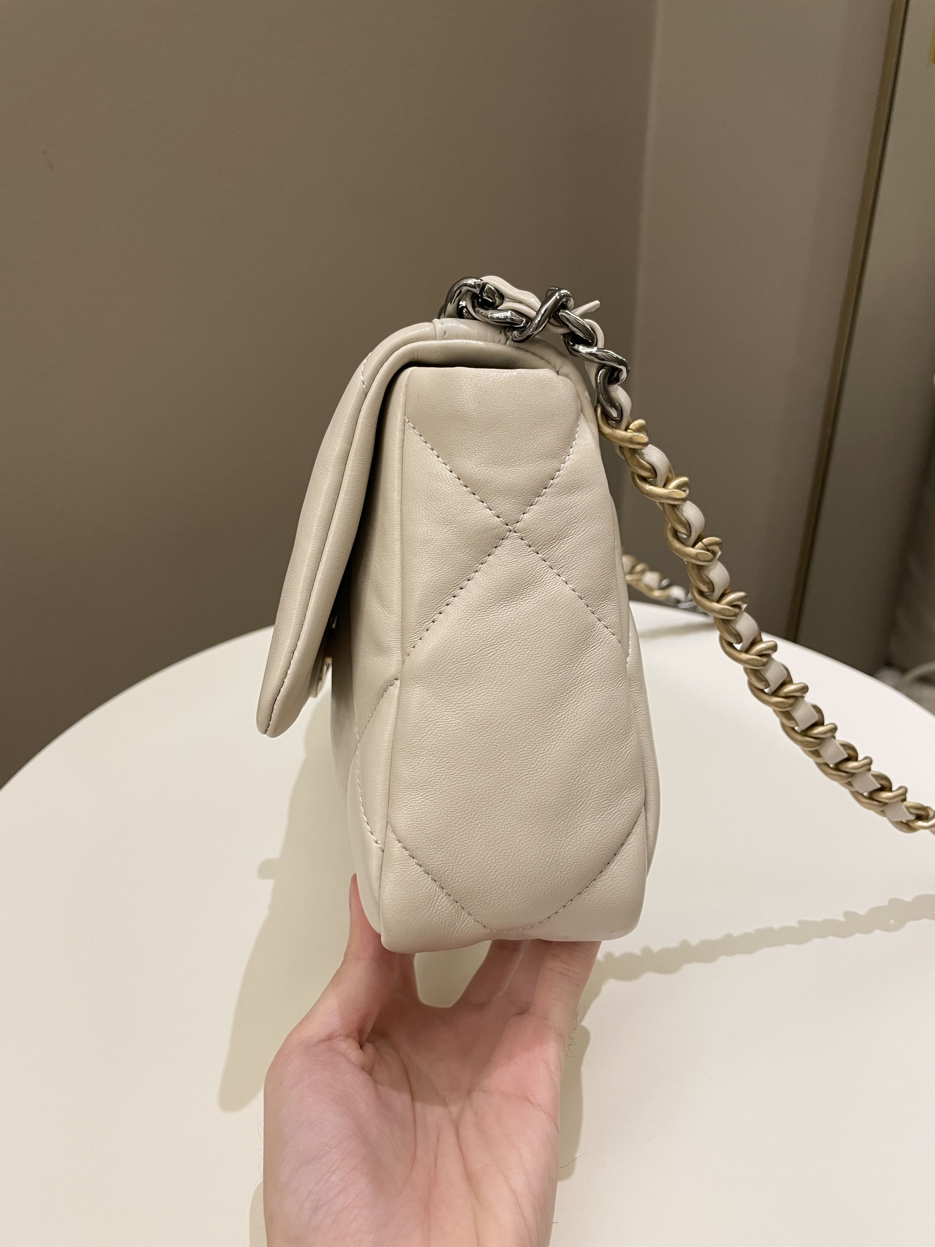 Chanel 19 Flap Bag Beige Lambskin