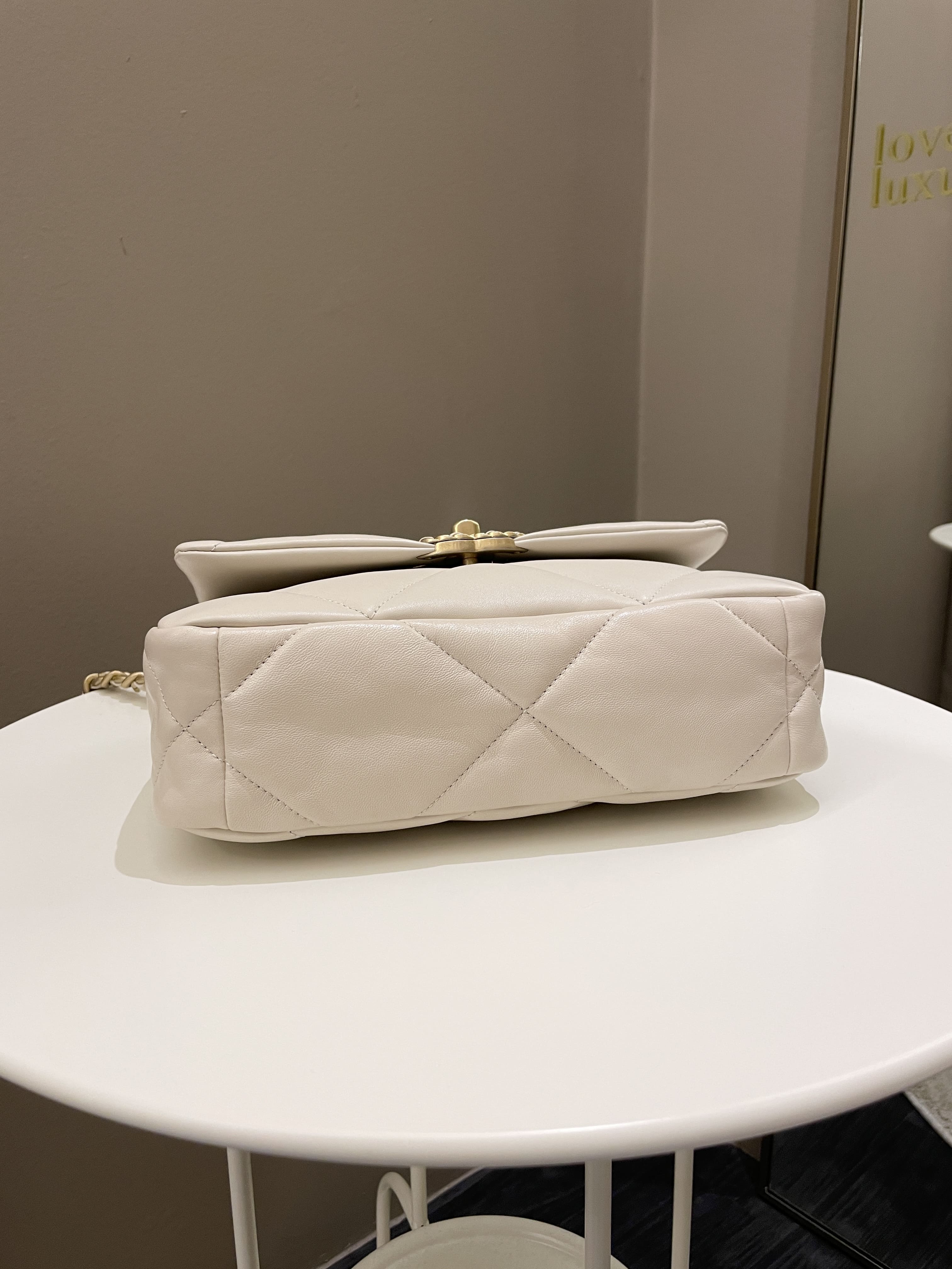 Chanel 19 Flap Bag Beige Lambskin